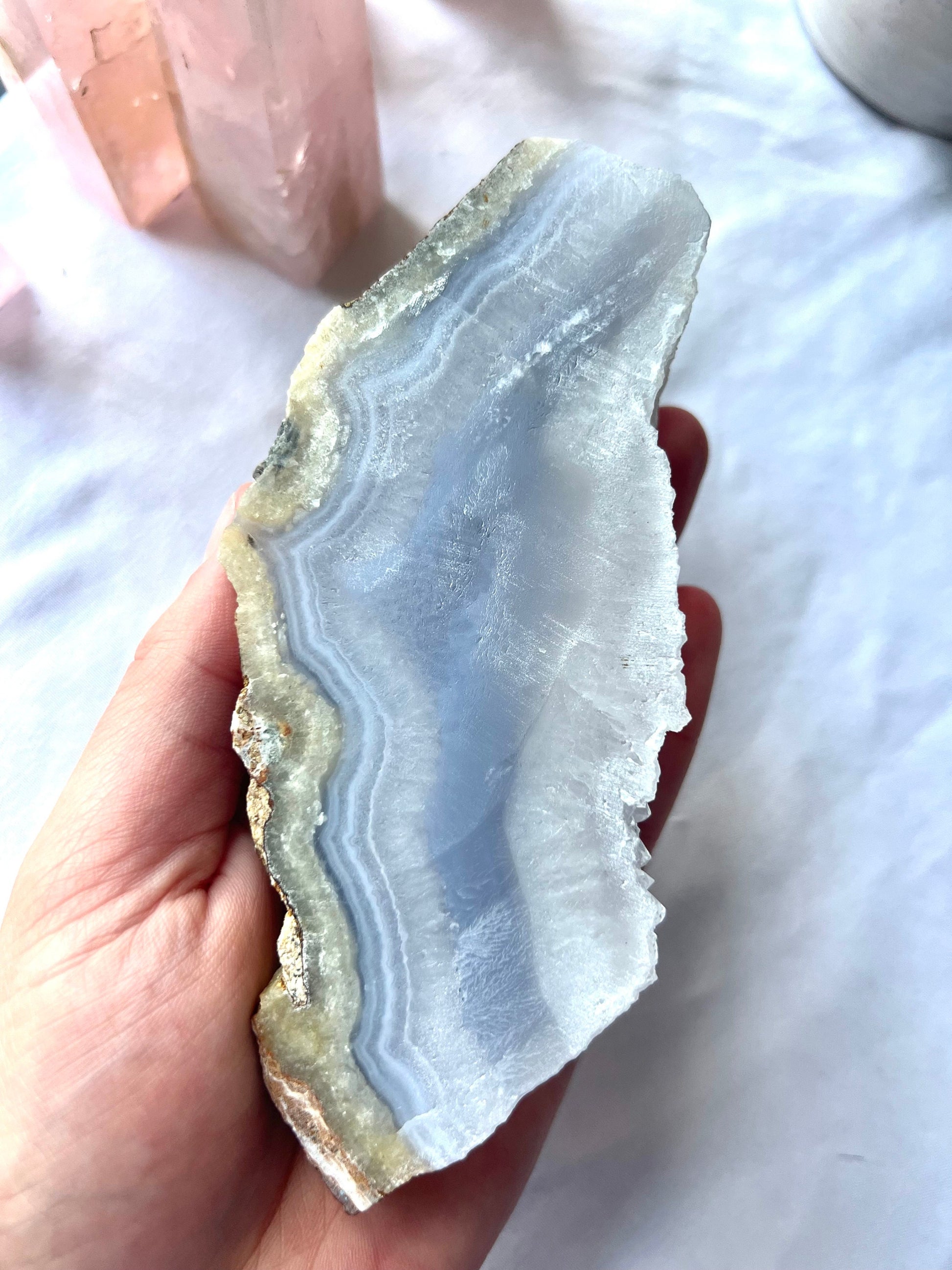 Raw Blue Lace Agate Specimen with tons of Druze Unpolished Blue Lace Agate Druzy Blue Lace Agate