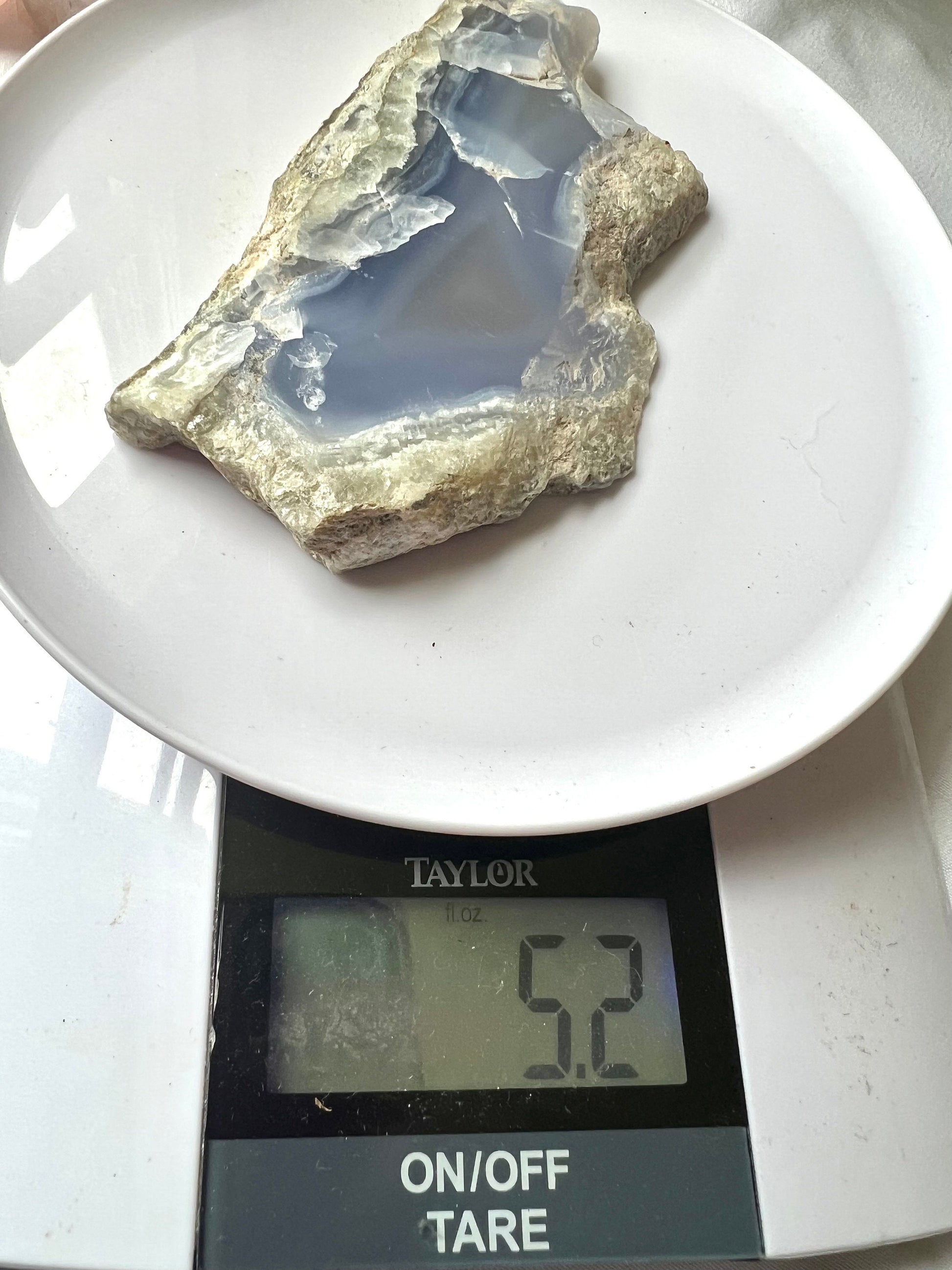 Raw Blue Lace Agate Slice 5.2oz Blue Lace Agate slab