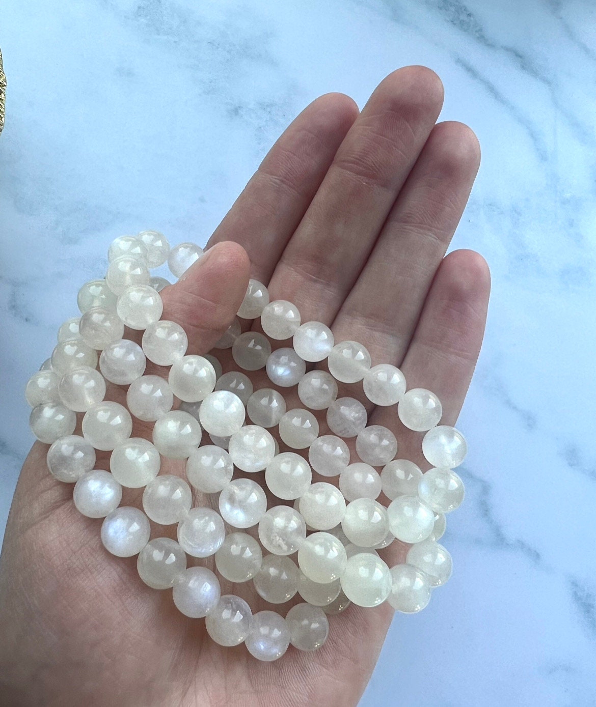 Moonstone Bracelet 8mm Goddess Energy Femininity Fertility Gift for mom Gemstone Bracelet Genuine Moonstone with Blue Flash