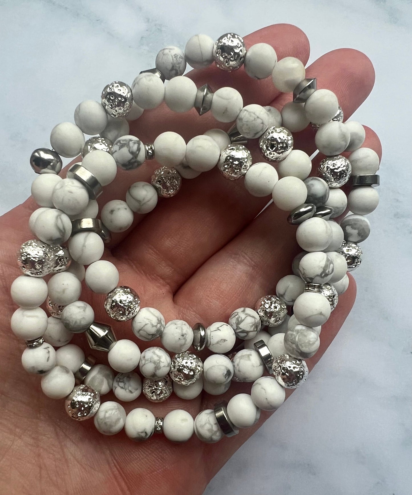 Howlite Diffuser Bracelet Handcrafted Gemstone Bracelet for Anger Essential Oil Bracelet