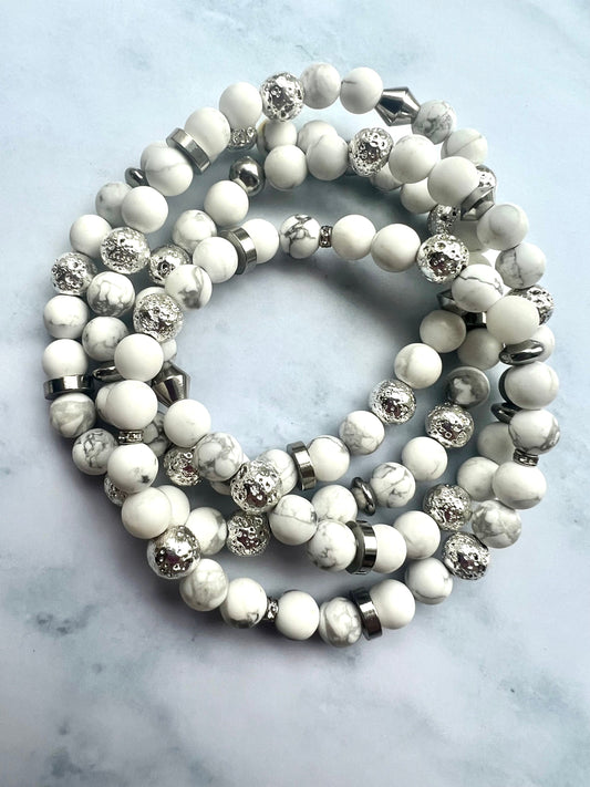 Howlite Diffuser Bracelet Handcrafted Gemstone Bracelet for Anger Essential Oil Bracelet