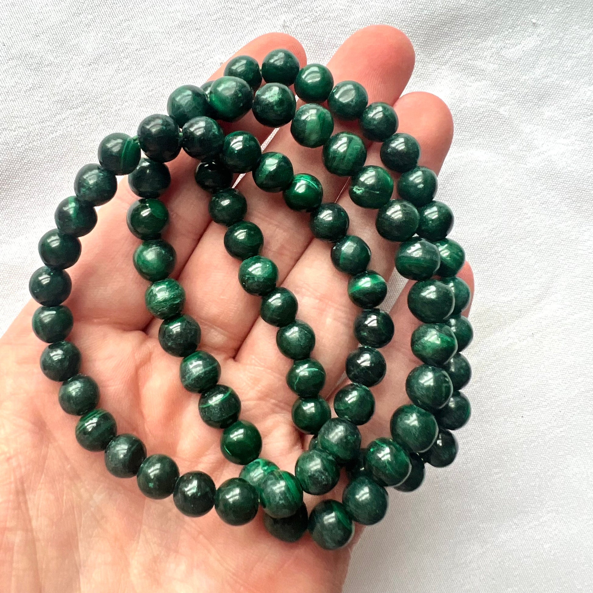 Gorgeous Malachite Bracelets 6mm Handmade Gemstone Bracelet Deep Green Malachite