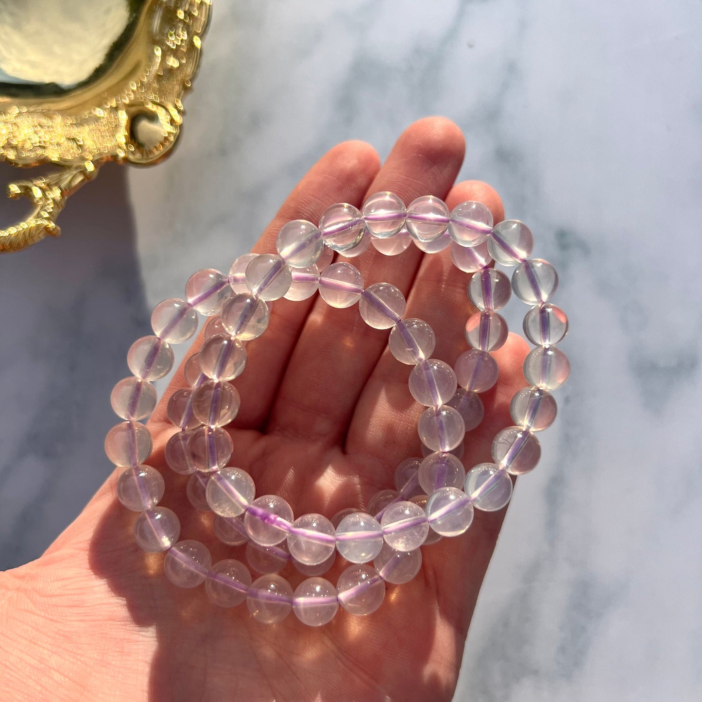 RARE Lavender Moon Quartz 8mm Bracelets from Brazil