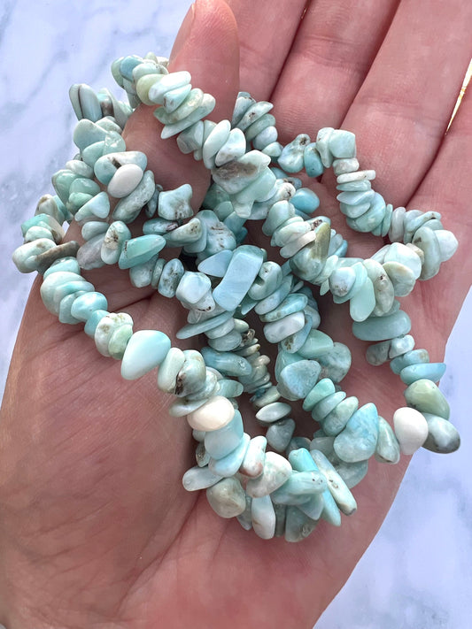 Genuine Larimar Chips Bracelet All Natural Larimar