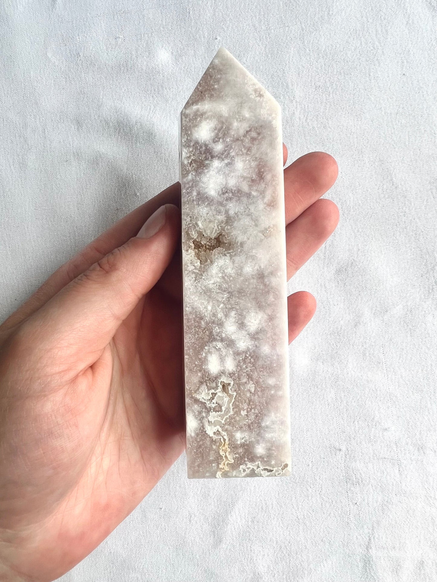 Pink Amethyst with Flower Agate Tower 6” Pink Flower Amethyst Obelisk