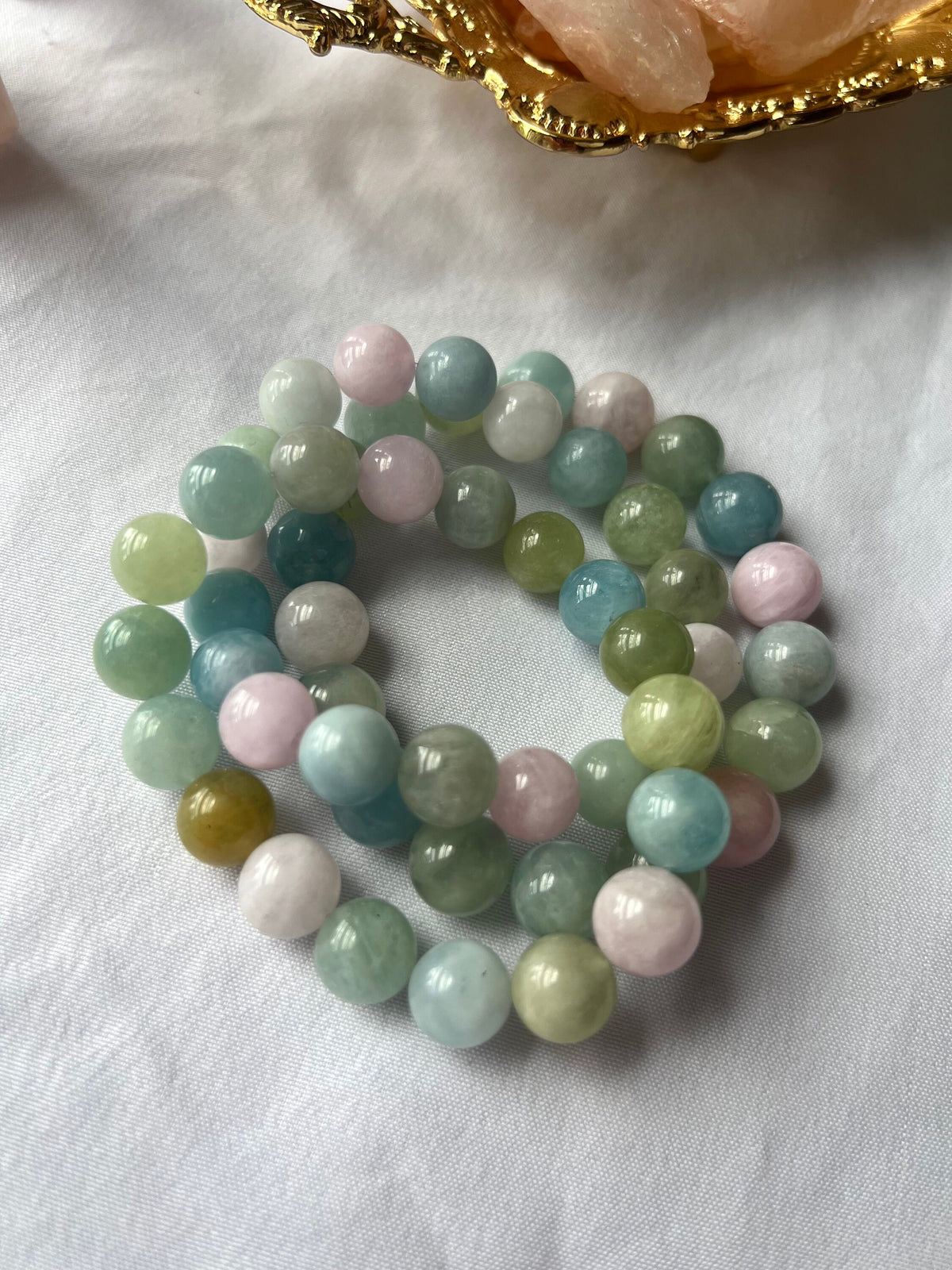 Morganite Bracelets 10mm, 11mm Gemstone Bracelets Healing Crystals Gift for Crystal Lover