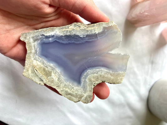 Raw Blue Lace Agate Slice 4.6oz Blue Lace Agate slab