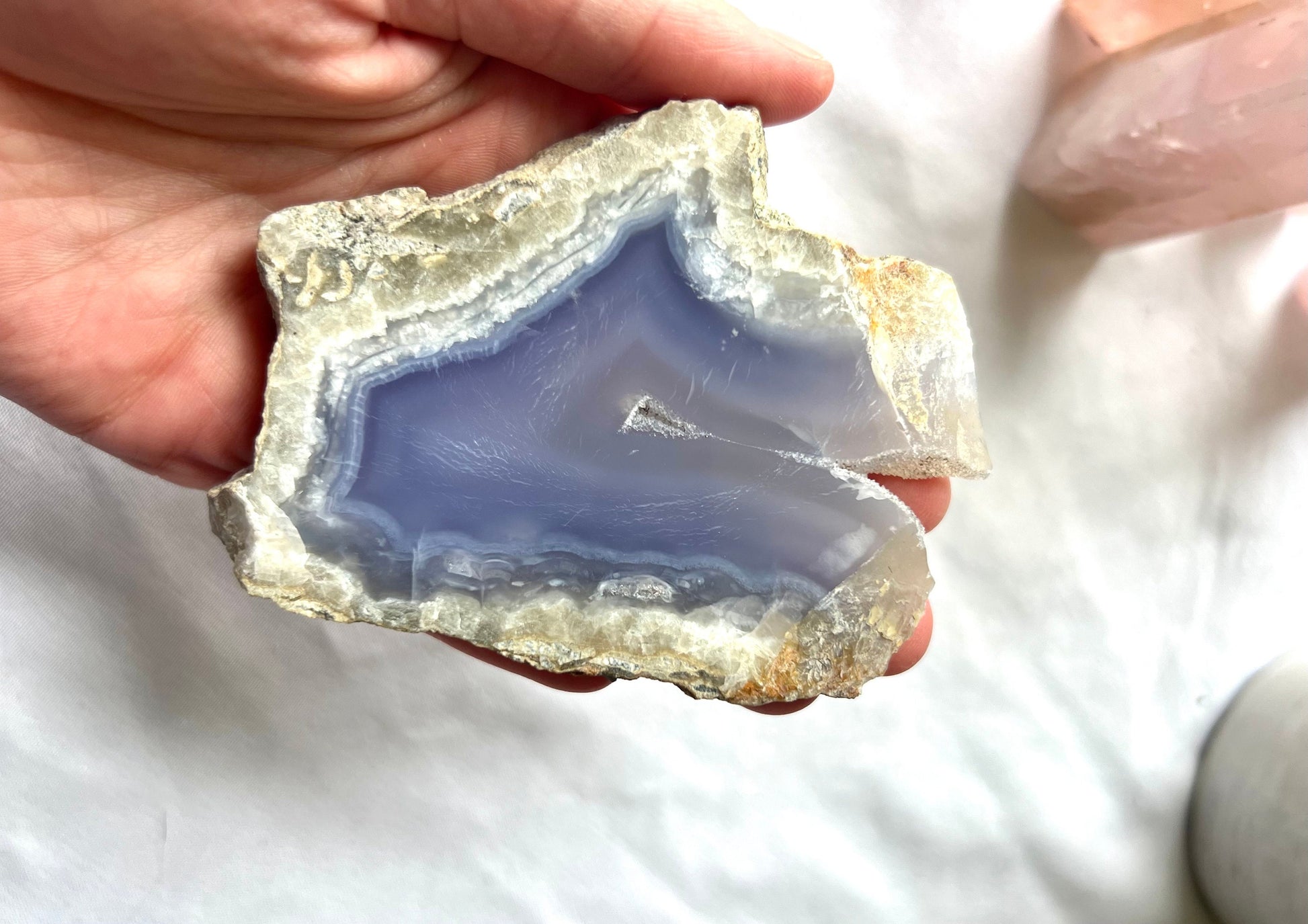 Raw Blue Lace Agate Slice 4.6oz Blue Lace Agate slab