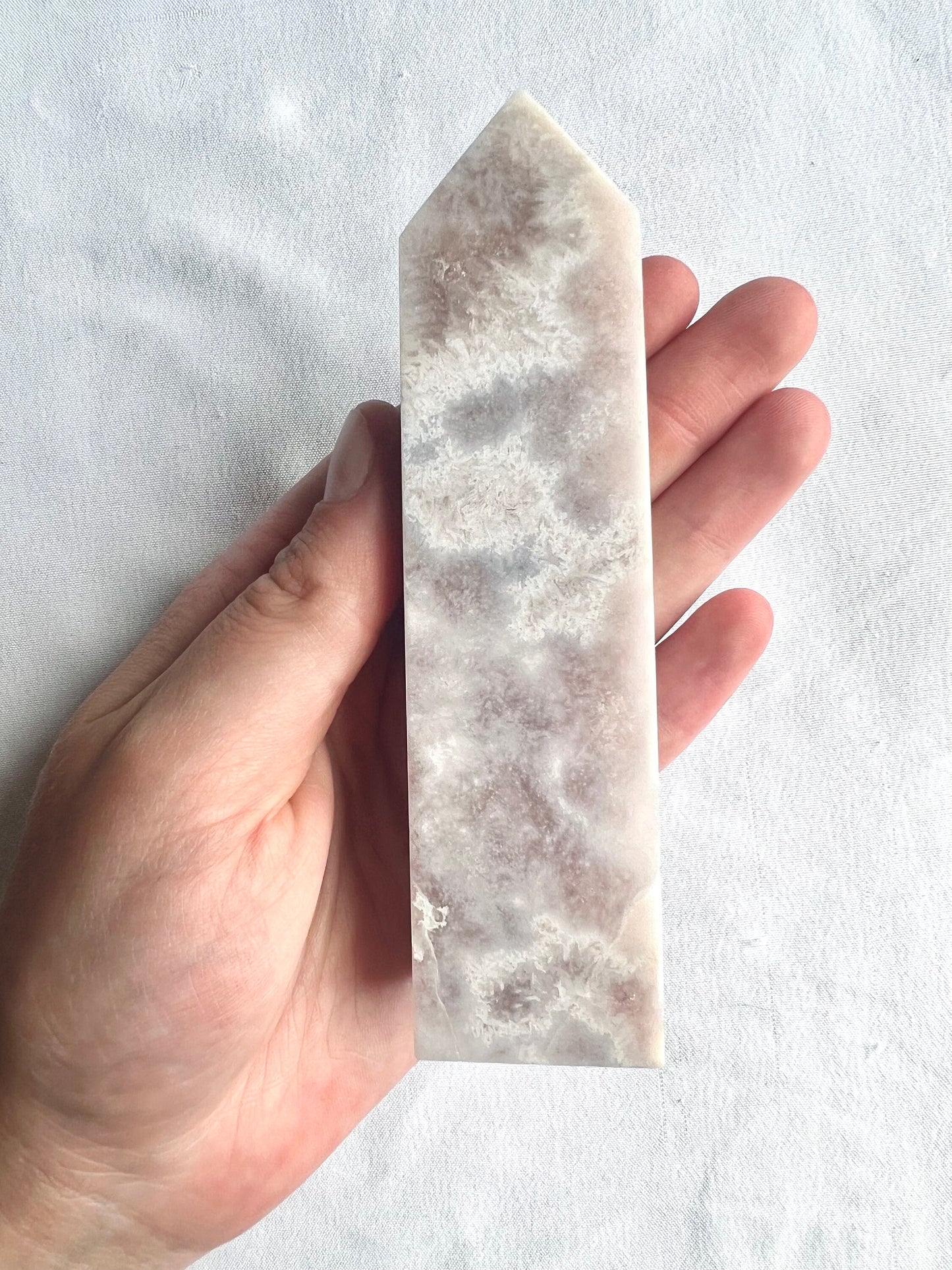 Pink Amethyst with Flower Agate Tower 6” Pink Flower Amethyst Obelisk