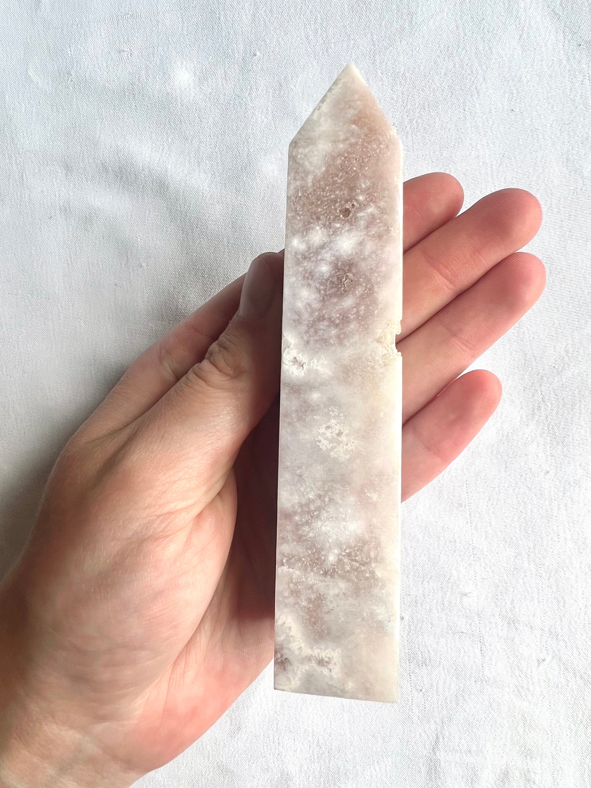 Pink Amethyst with Flower Agate Tower 6” Pink Flower Amethyst Obelisk