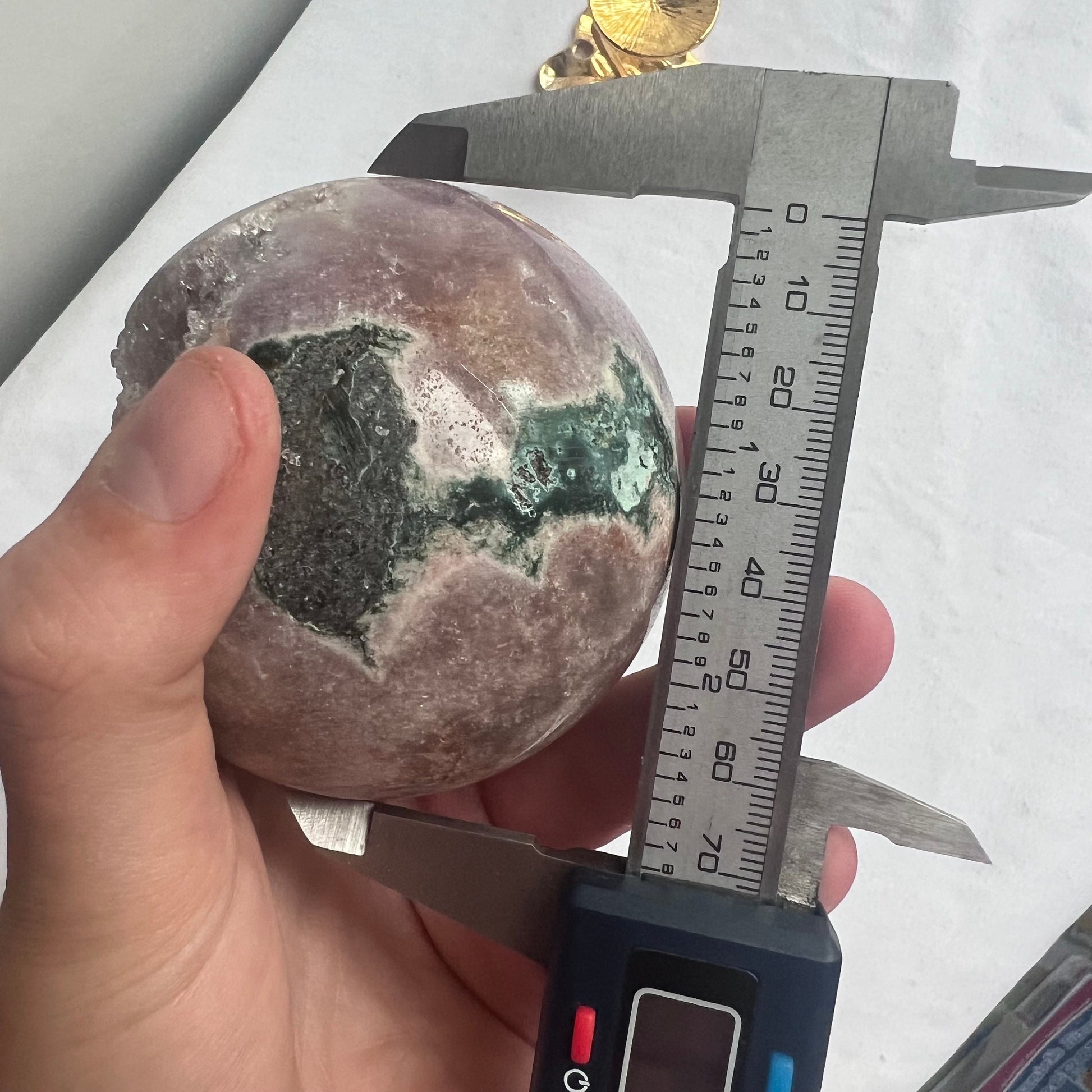 Gorgeous Druzy Pink Amethyst Sphere with Jasper from Brazil | 72mm Pink Amethyst Jasper Crystal Ball