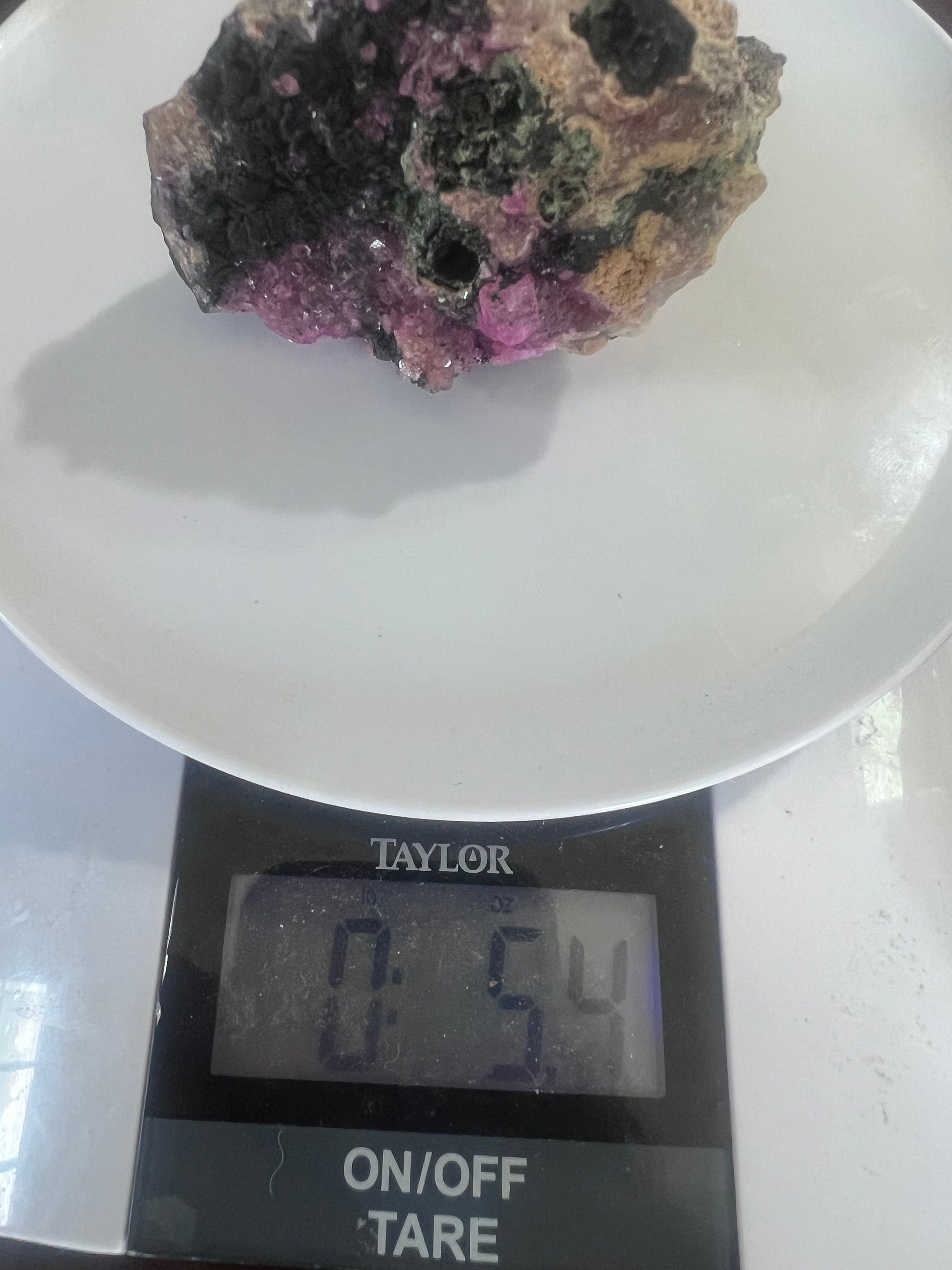 Cobalto Calcite Specimen with Display Stand Raw Cobaltoan Calcite Cluster