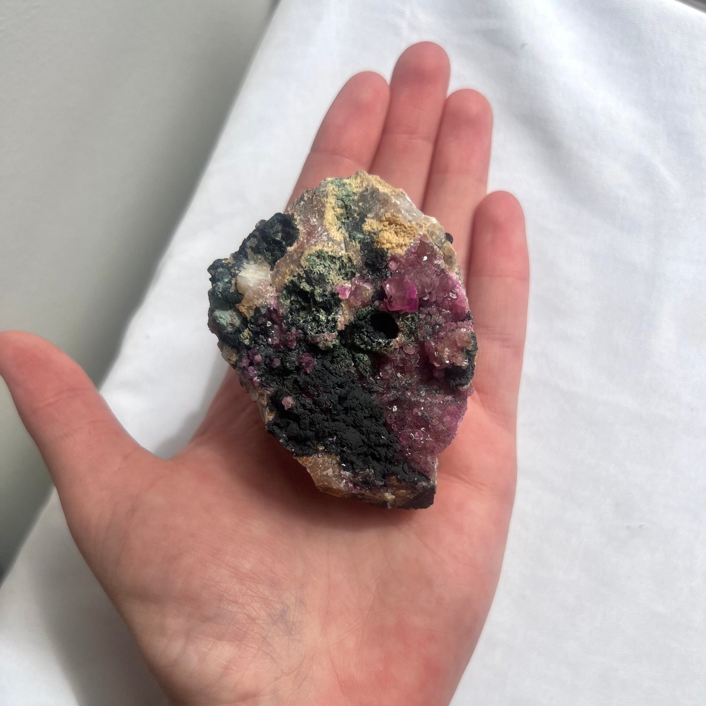 Cobalto Calcite Specimen with Display Stand Raw Cobaltoan Calcite Cluster