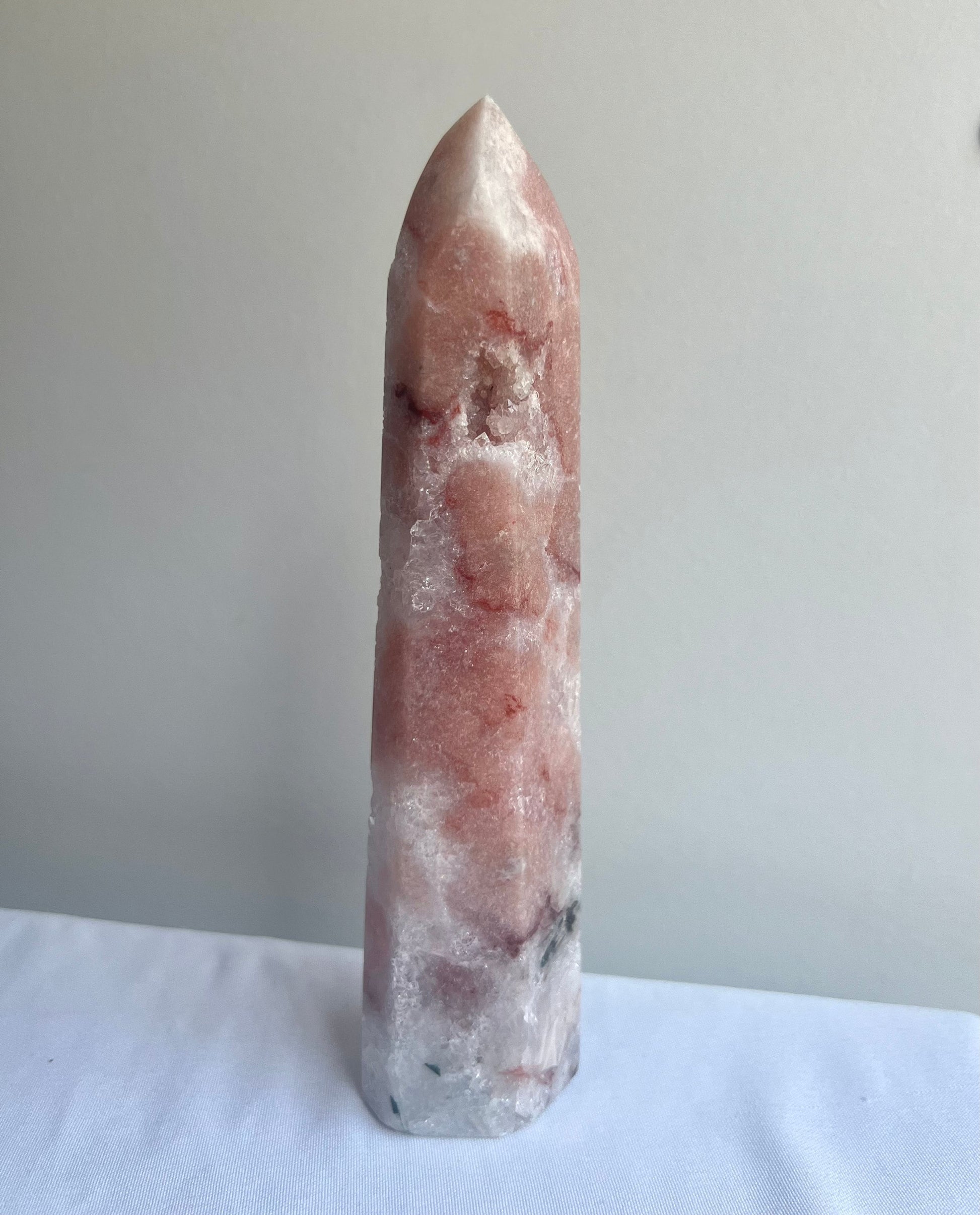 Pink Amethyst with Flower Agate Tower 6” Pink Flower Amethyst Obelisk