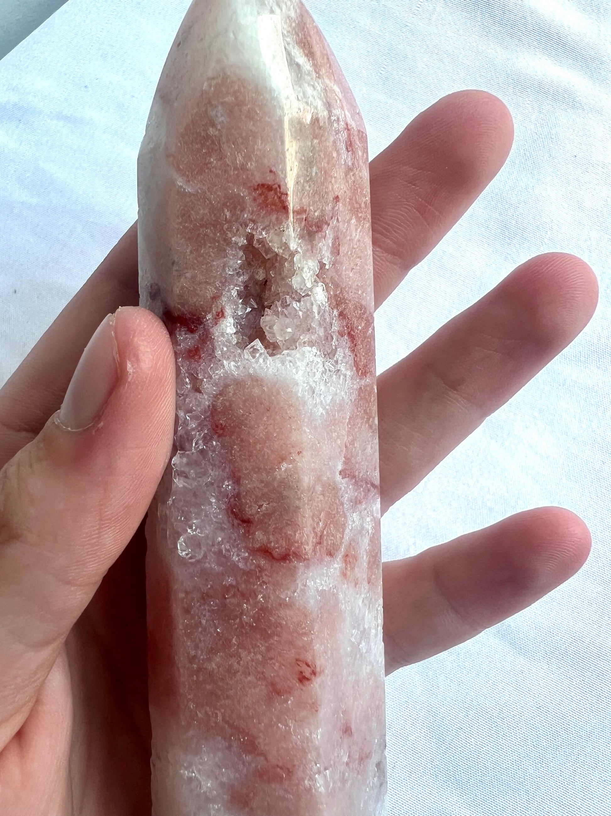 Pink Amethyst with Flower Agate Tower 6” Pink Flower Amethyst Obelisk