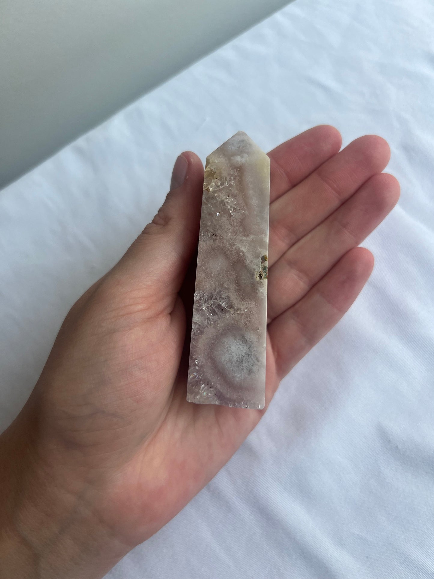 Pink Amethyst with Flower Agate Tower 4” Pink Flower Amethyst Obelisk