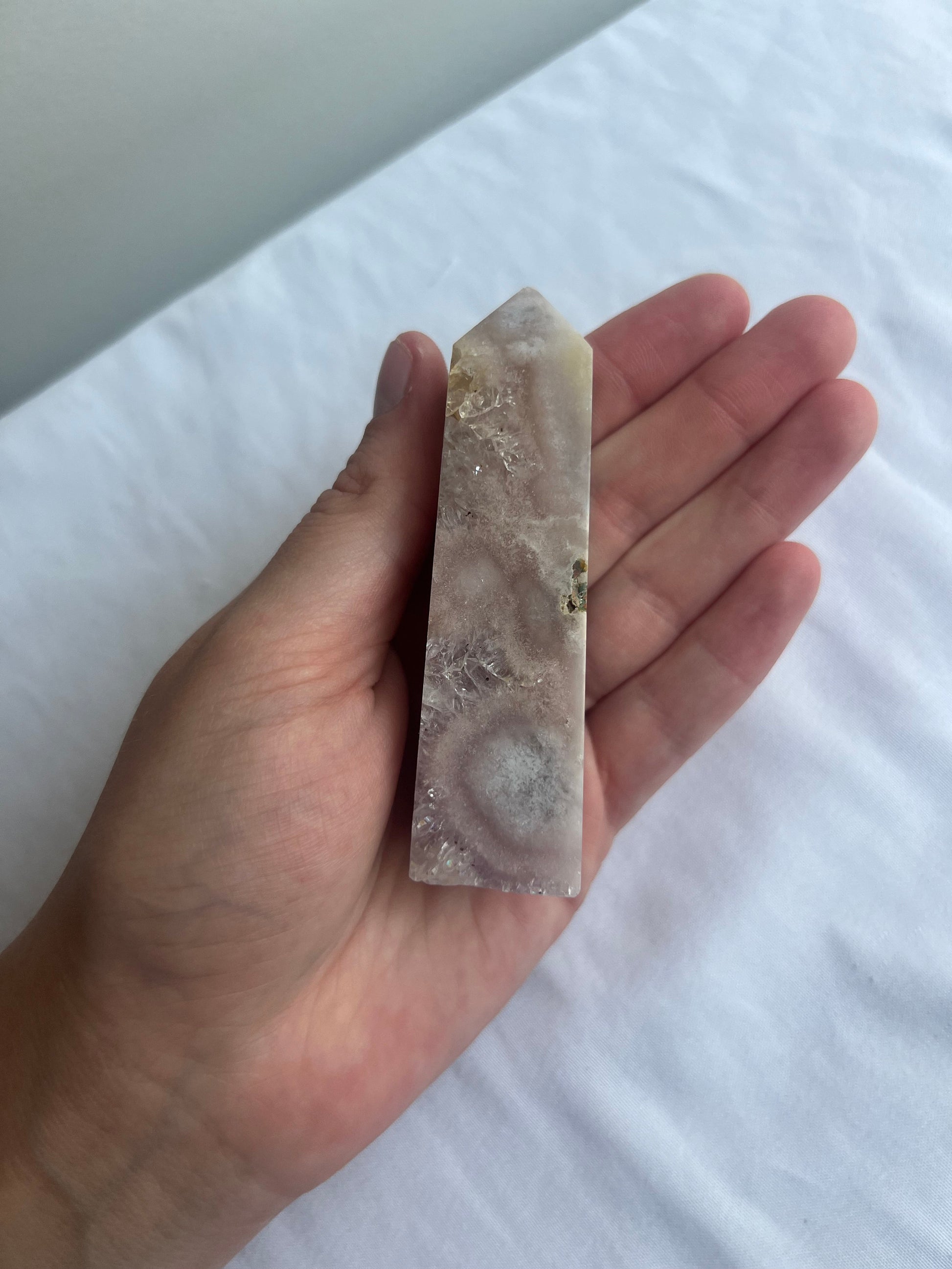 Pink Amethyst with Flower Agate Tower 4” Pink Flower Amethyst Obelisk