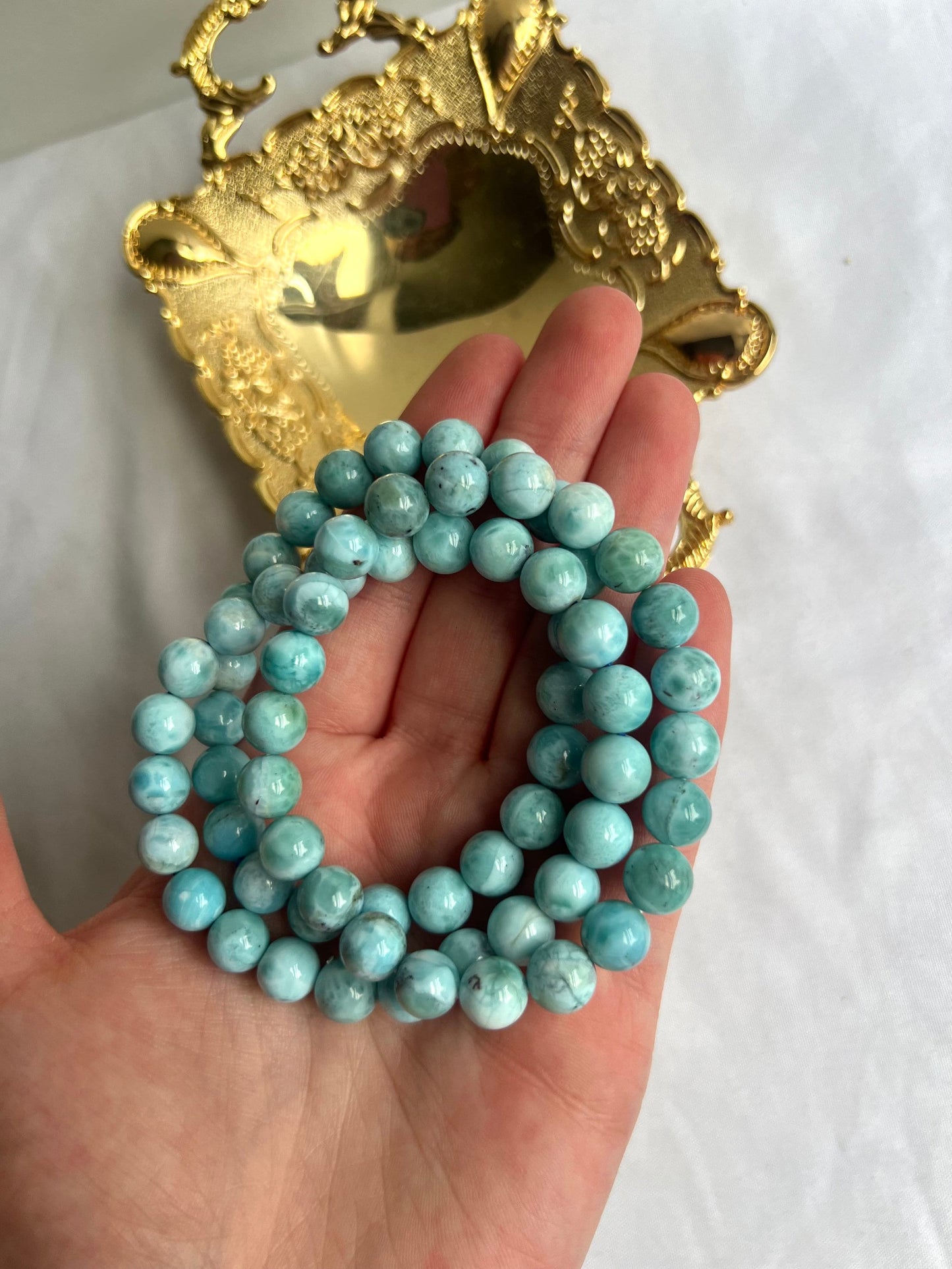 RARE Larimar Bracelet 8mm Genuine Larimar from Dominican Republic Natural Stones High Quality