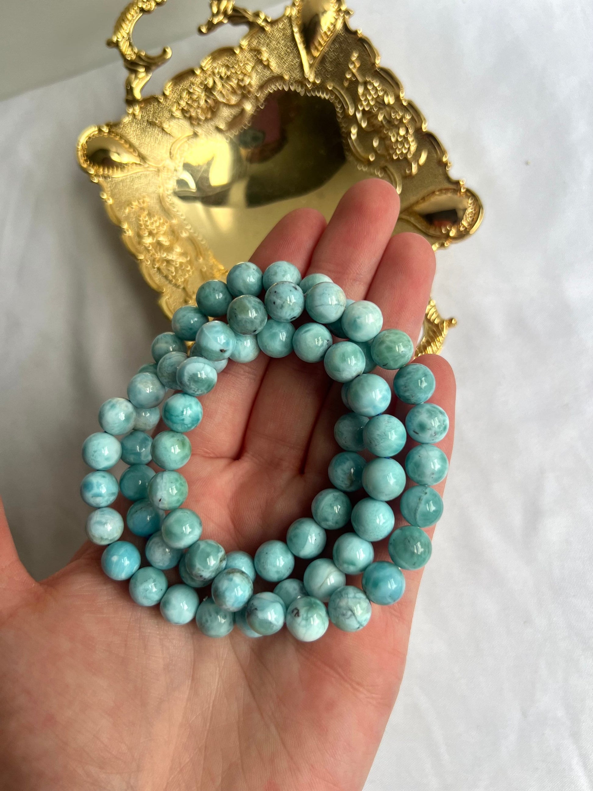 RARE Larimar Bracelet 8mm Genuine Larimar from Dominican Republic Natural Stones High Quality
