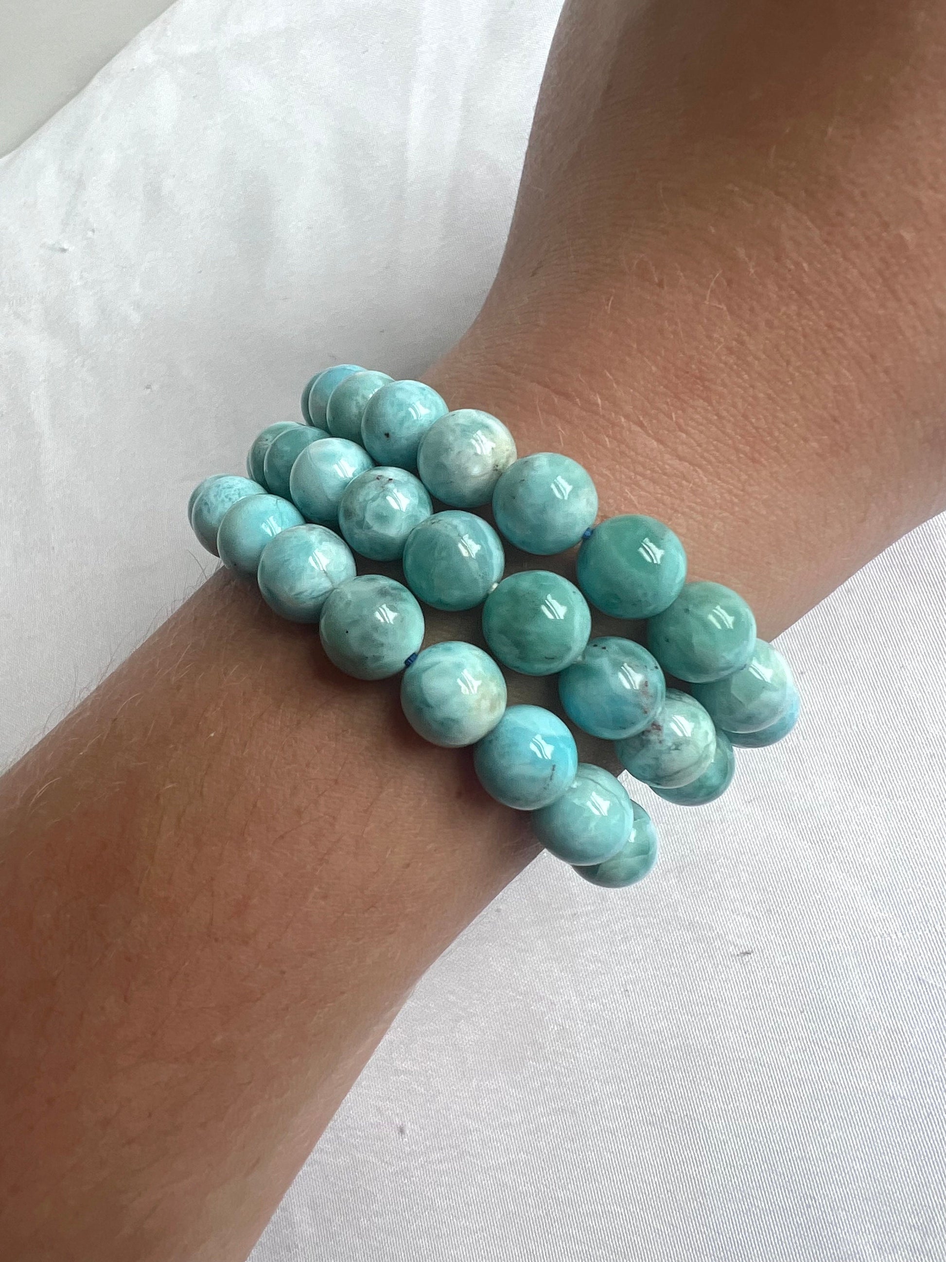 RARE Larimar Bracelet 8mm Genuine Larimar from Dominican Republic Natural Stones High Quality