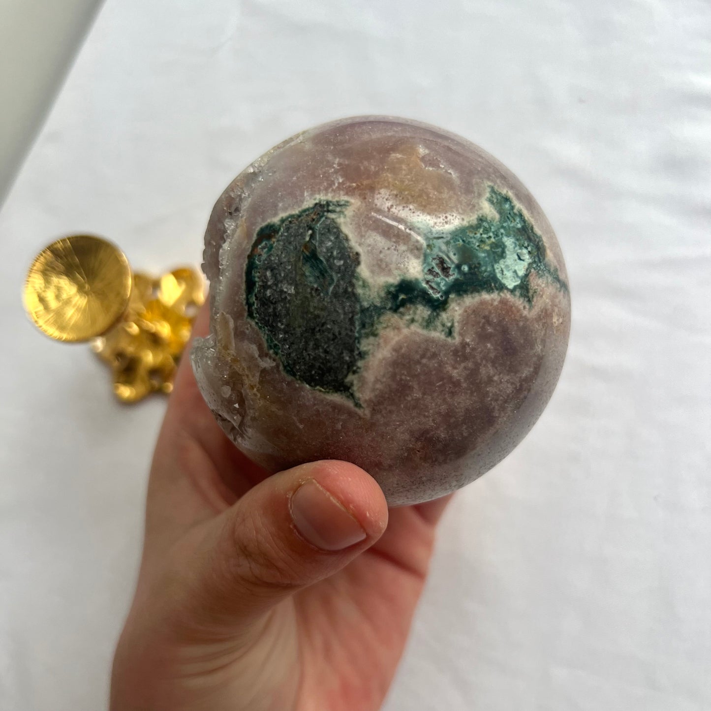 Gorgeous Druzy Pink Amethyst Sphere with Jasper from Brazil | 72mm Pink Amethyst Jasper Crystal Ball