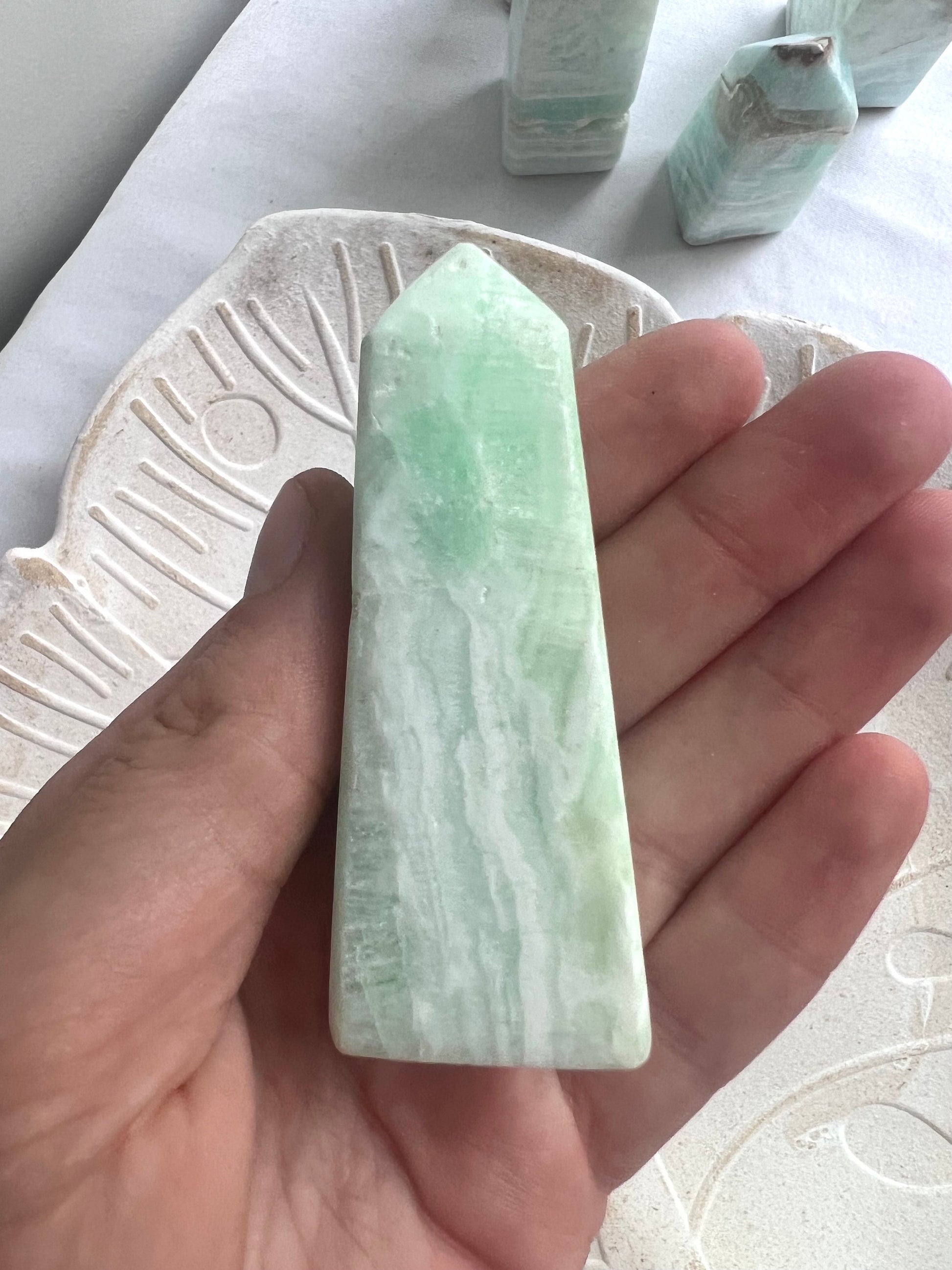 Caribbean Calcite Tower from Pakistan 3” Carribean Calcite Obelisk