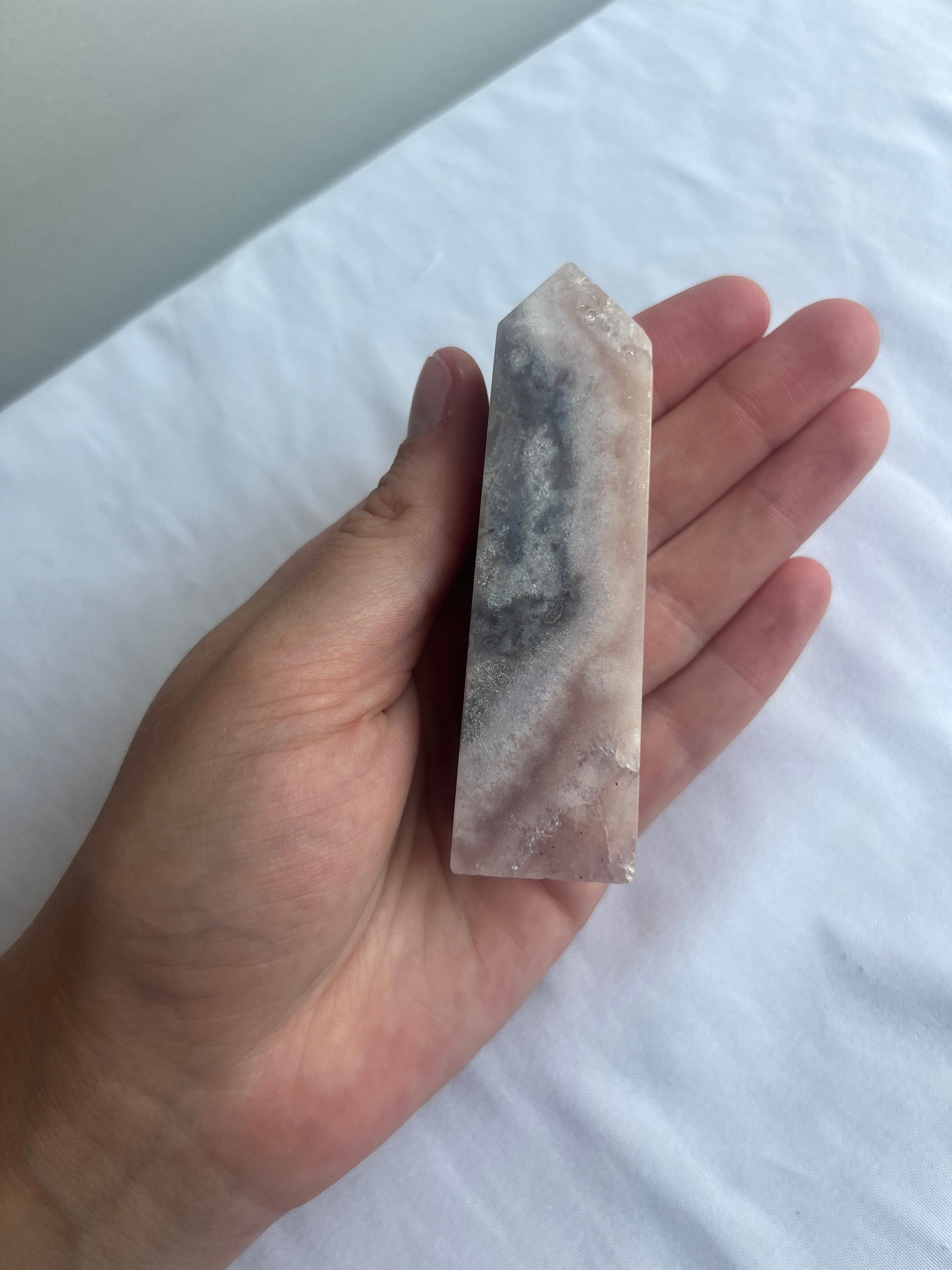 Pink Amethyst with Flower Agate Tower 4” Pink Flower Amethyst Obelisk