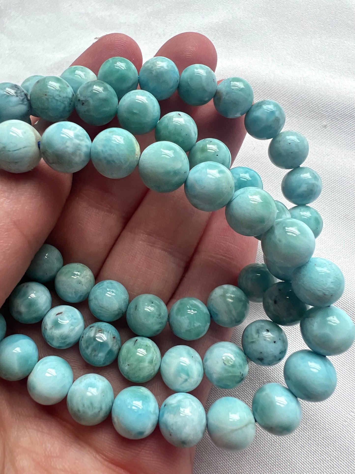 RARE Larimar Bracelet 8mm Genuine Larimar from Dominican Republic Natural Stones High Quality