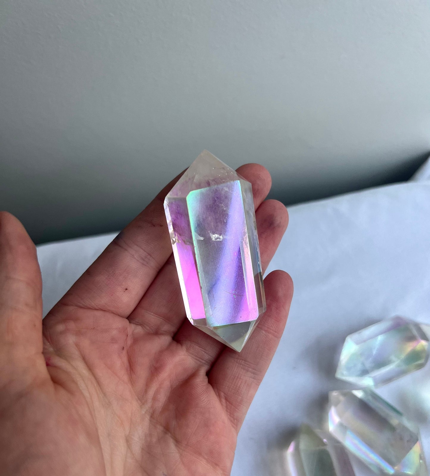 Clear Aura Quartz Double Terminated Point