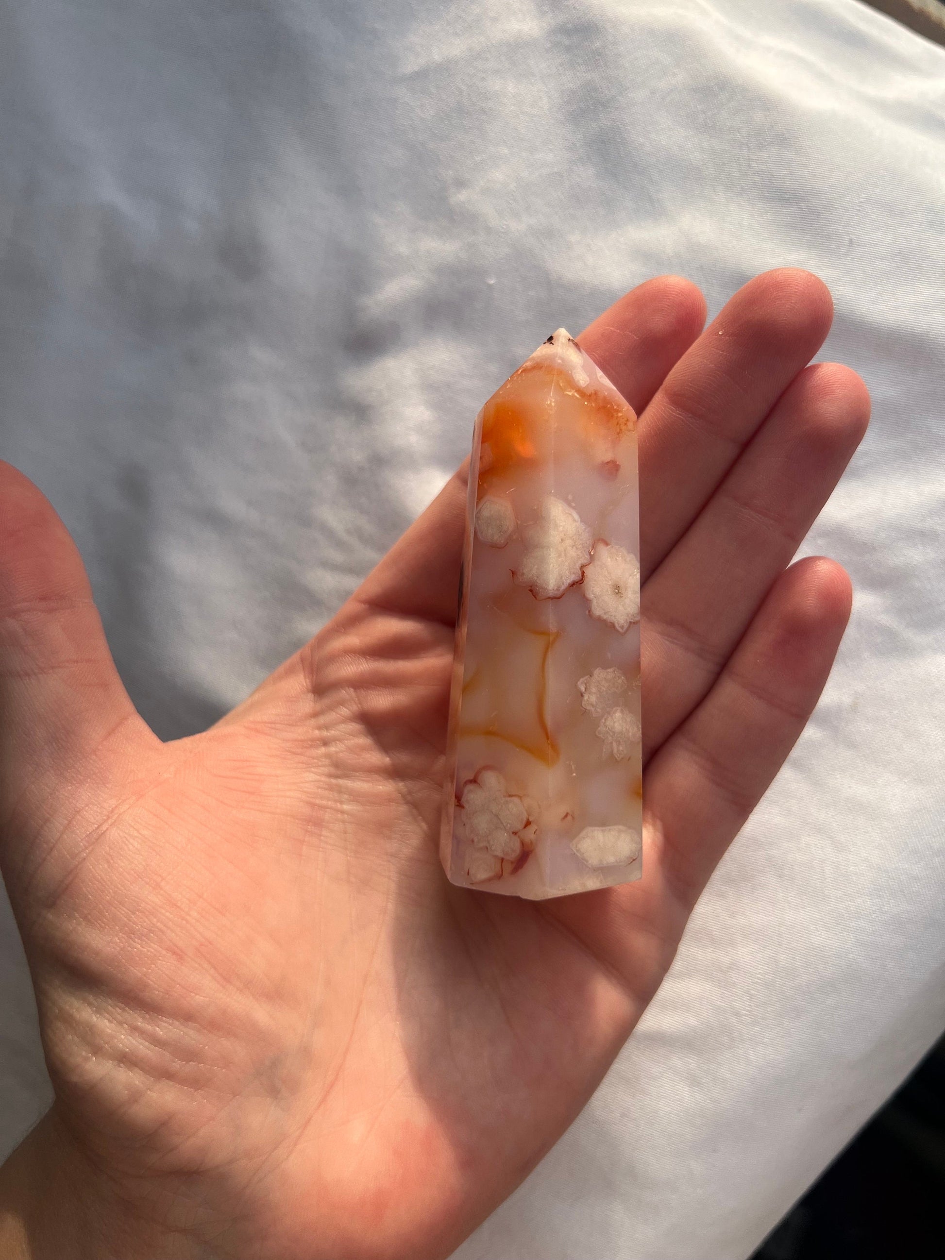 Gorgeous Carnelian Flower Agate Tower Carving Carnelian x Flower Agate Rare
