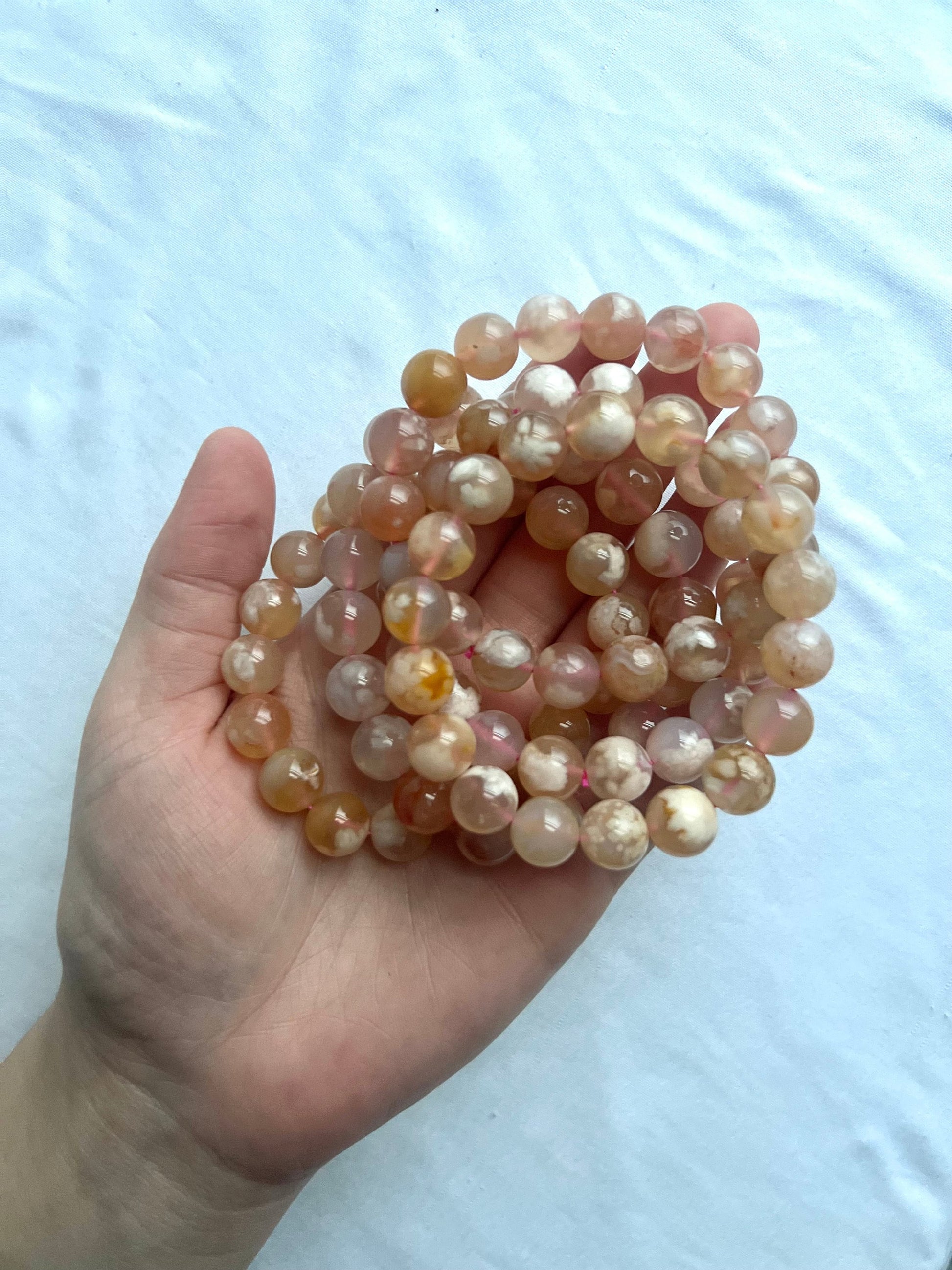 Flower Agate Handmade Bracelet | 11mm Flower Agate Beaded Bracelet