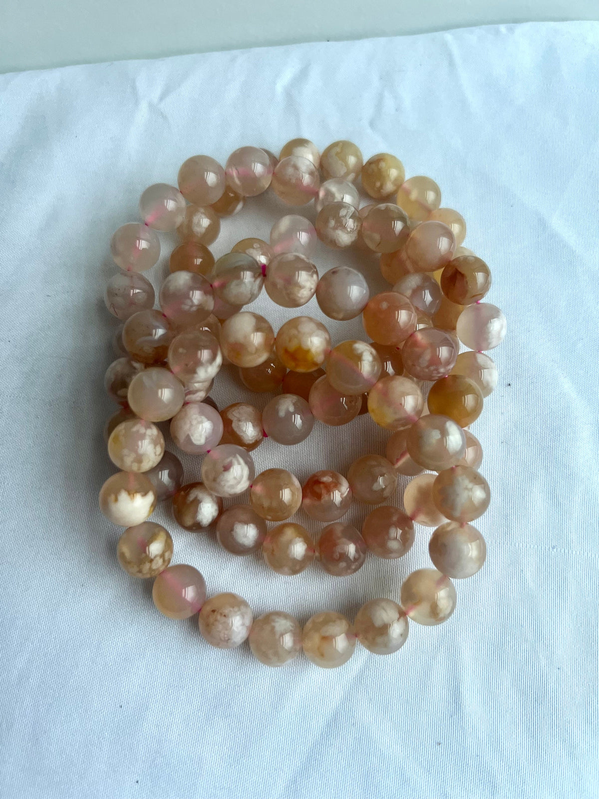 Flower Agate Handmade Bracelet | 11mm Flower Agate Beaded Bracelet