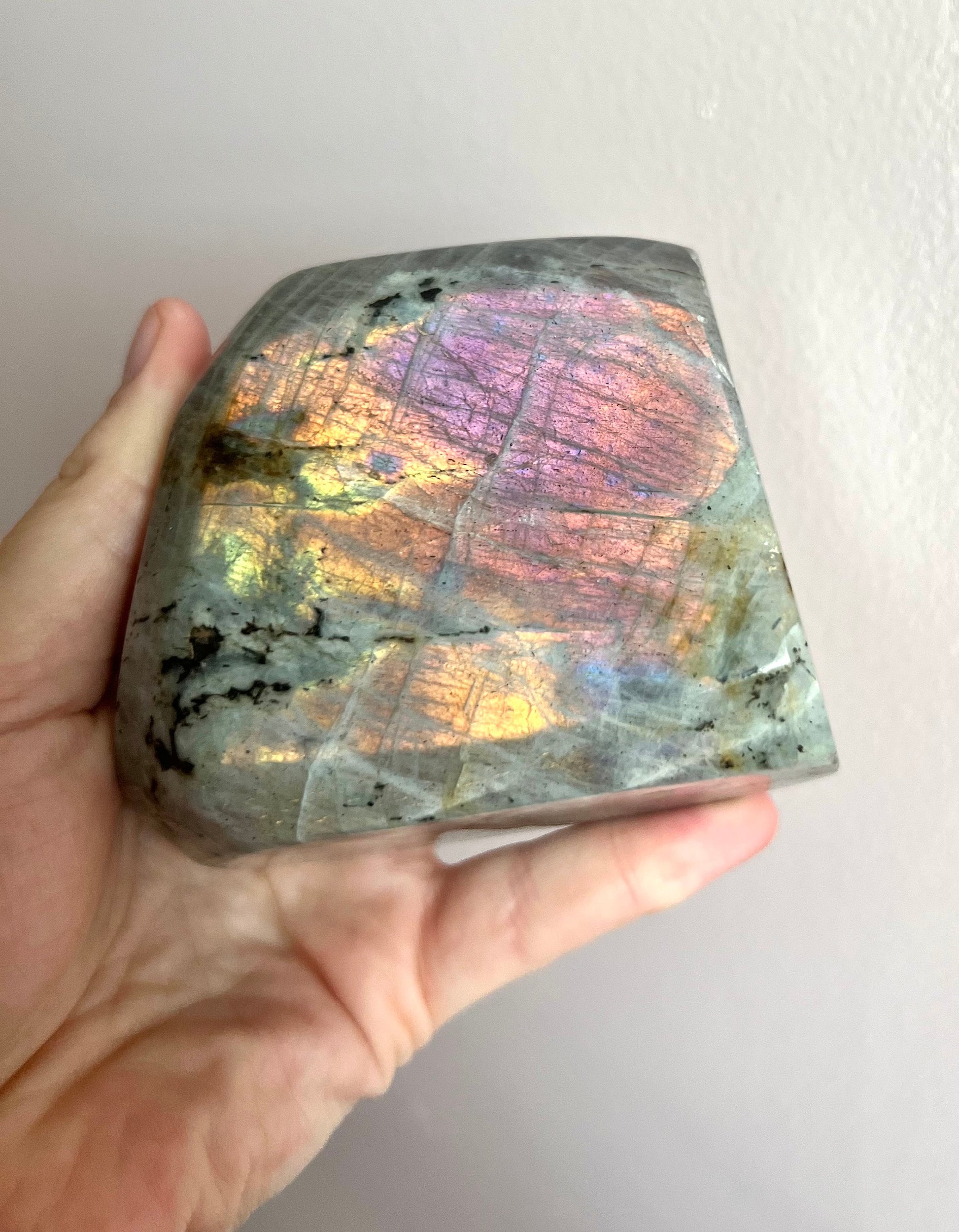 Sunset Labradorite Freeform | 0.899KG Labradorite Slab with Pink Purple Orange Flash