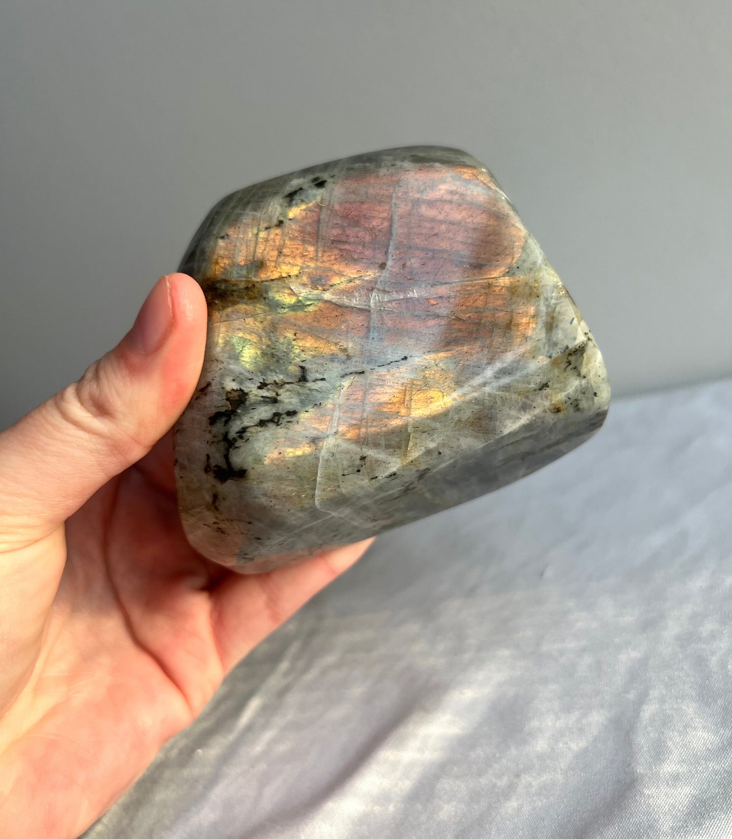 Sunset Labradorite Freeform | 0.899KG Labradorite Slab with Pink Purple Orange Flash