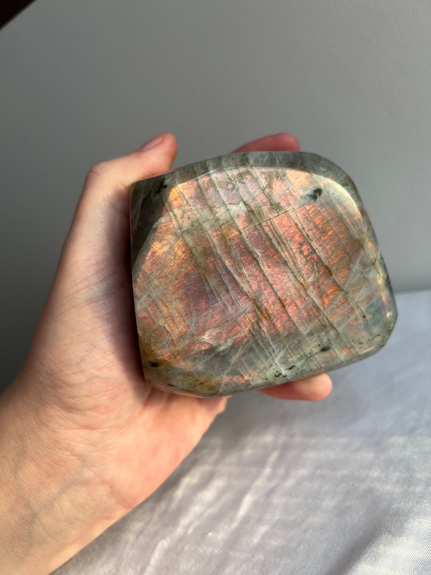 Sunset Labradorite Freeform | 0.899KG Labradorite Slab with Pink Purple Orange Flash