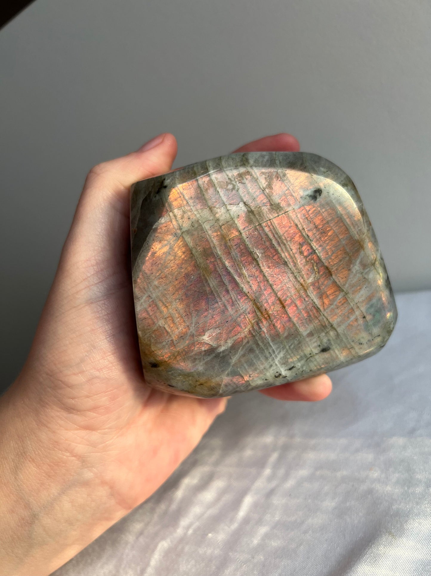 Sunset Labradorite Freeform | 0.899KG Labradorite Slab with Pink Purple Orange Flash