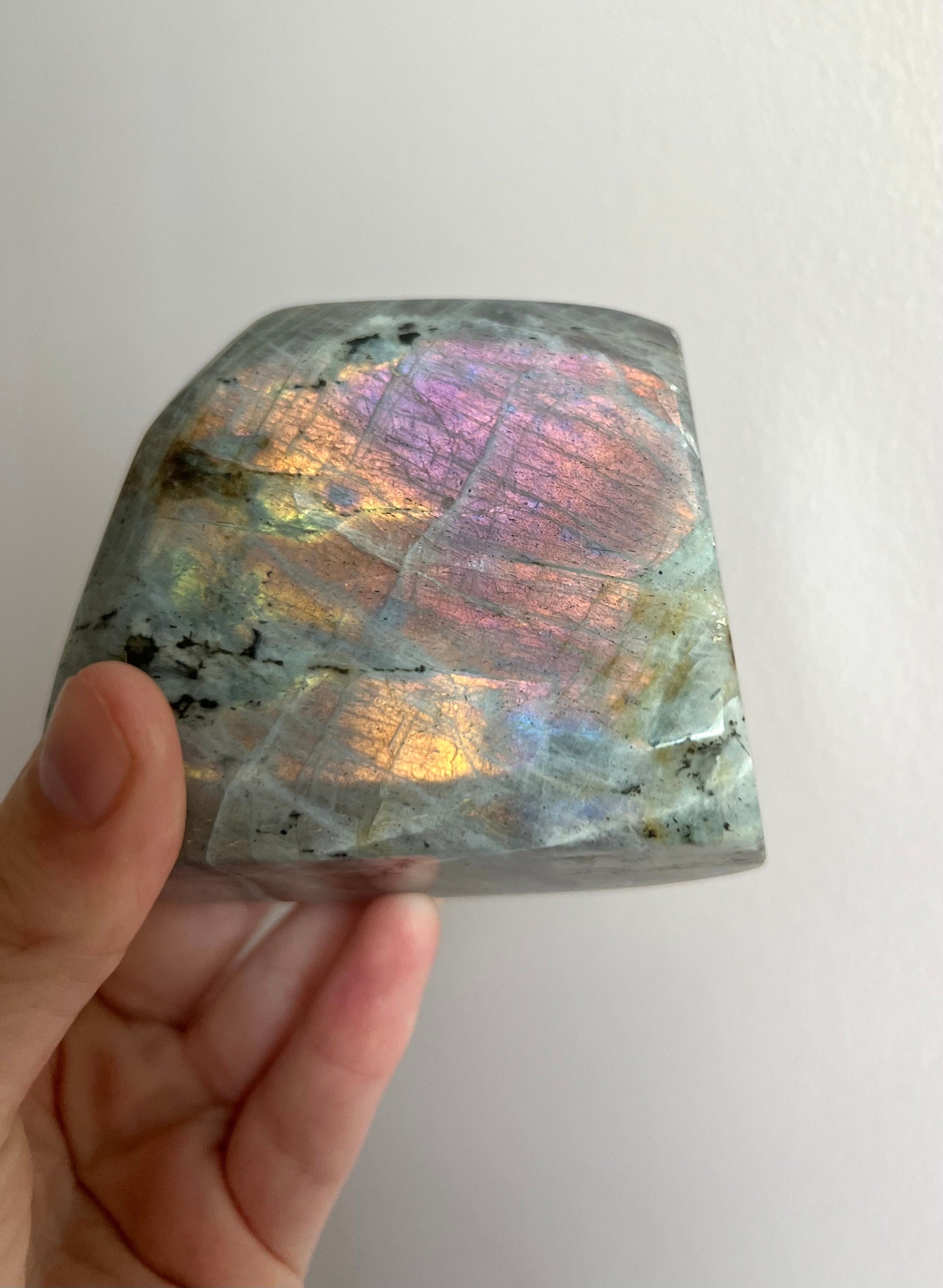 Sunset Labradorite Freeform | 0.899KG Labradorite Slab with Pink Purple Orange Flash