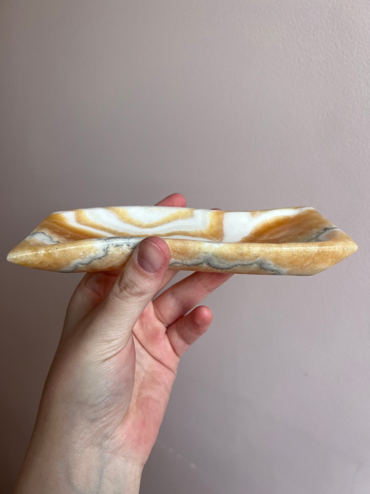 Wavy Orange Onyx Dish | Mexican Onyx Trinket Dish
