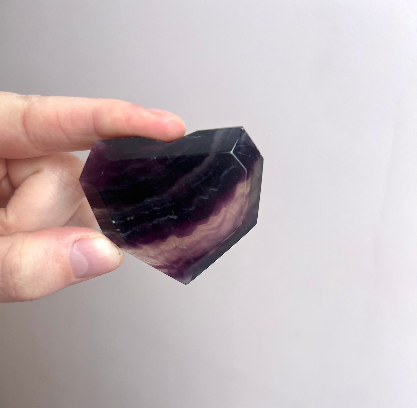 Fluorite Hand Carved Heart | Deep Purple Fluorite Heart