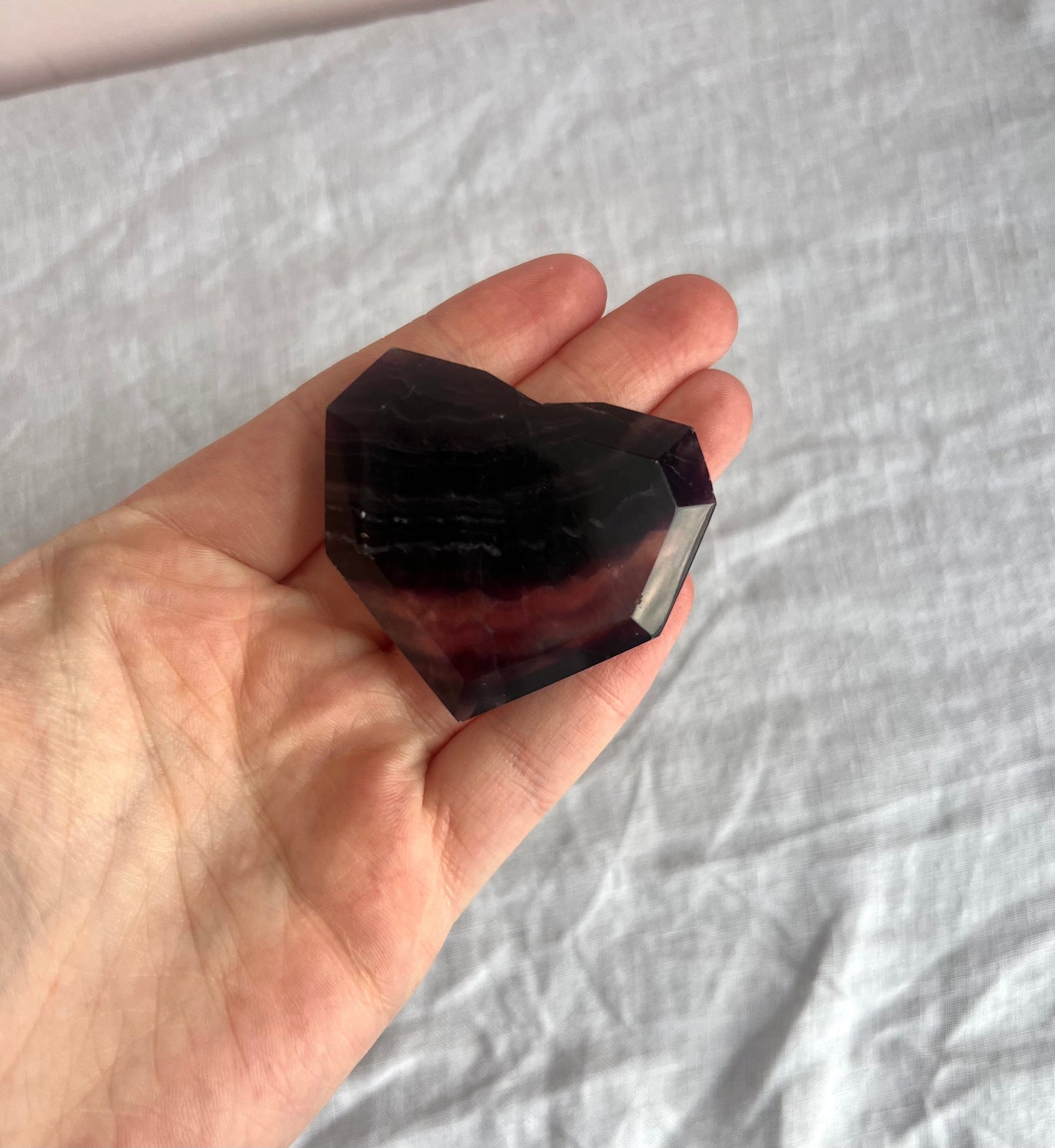 Fluorite Hand Carved Heart | Deep Purple Fluorite Heart