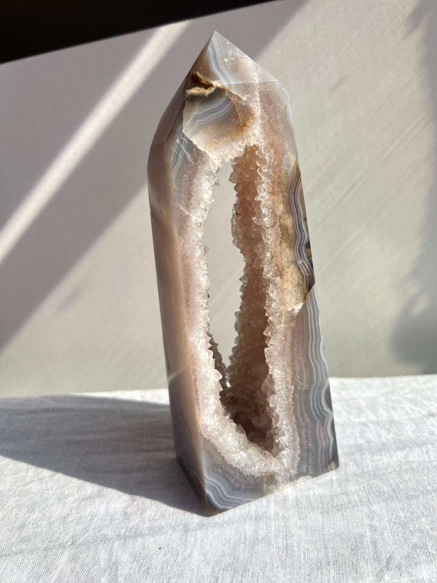Gorgeous Druzy Agate Tower with Huge Portal | Large