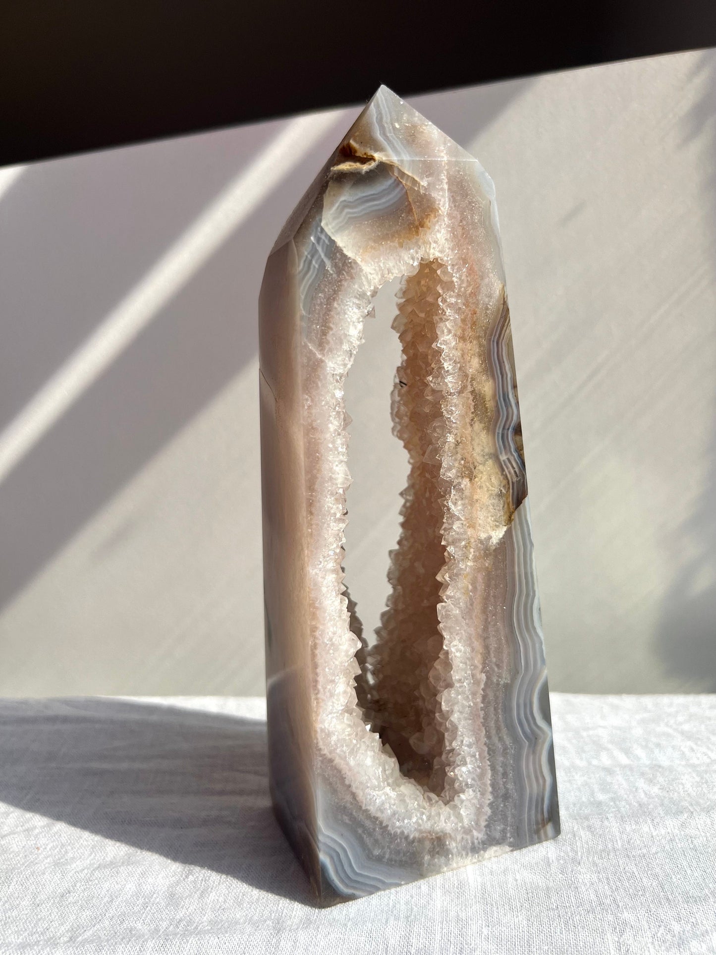 Gorgeous Druzy Agate Tower with Huge Portal | Large