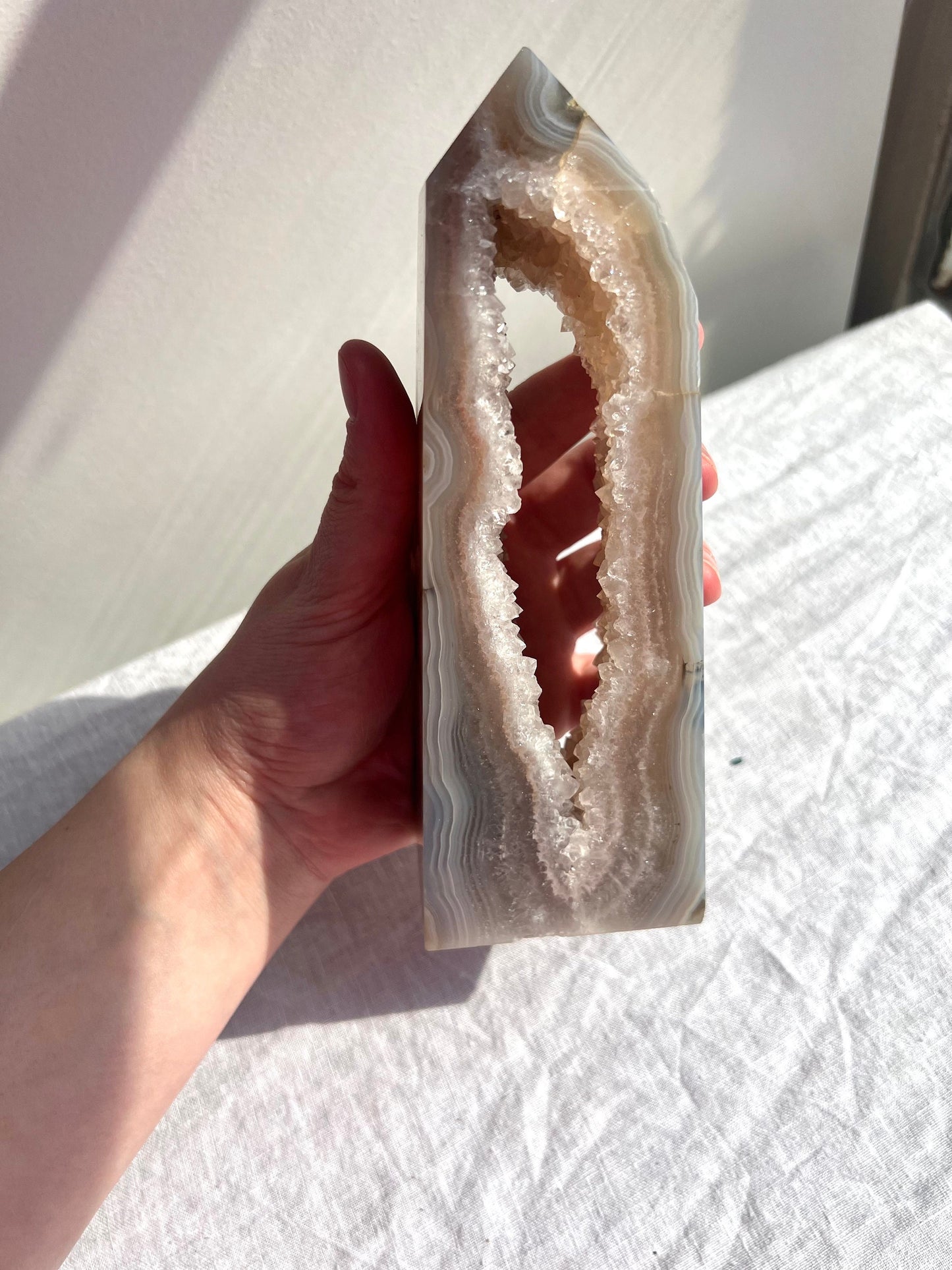 Gorgeous Druzy Agate Tower with Huge Portal | Large