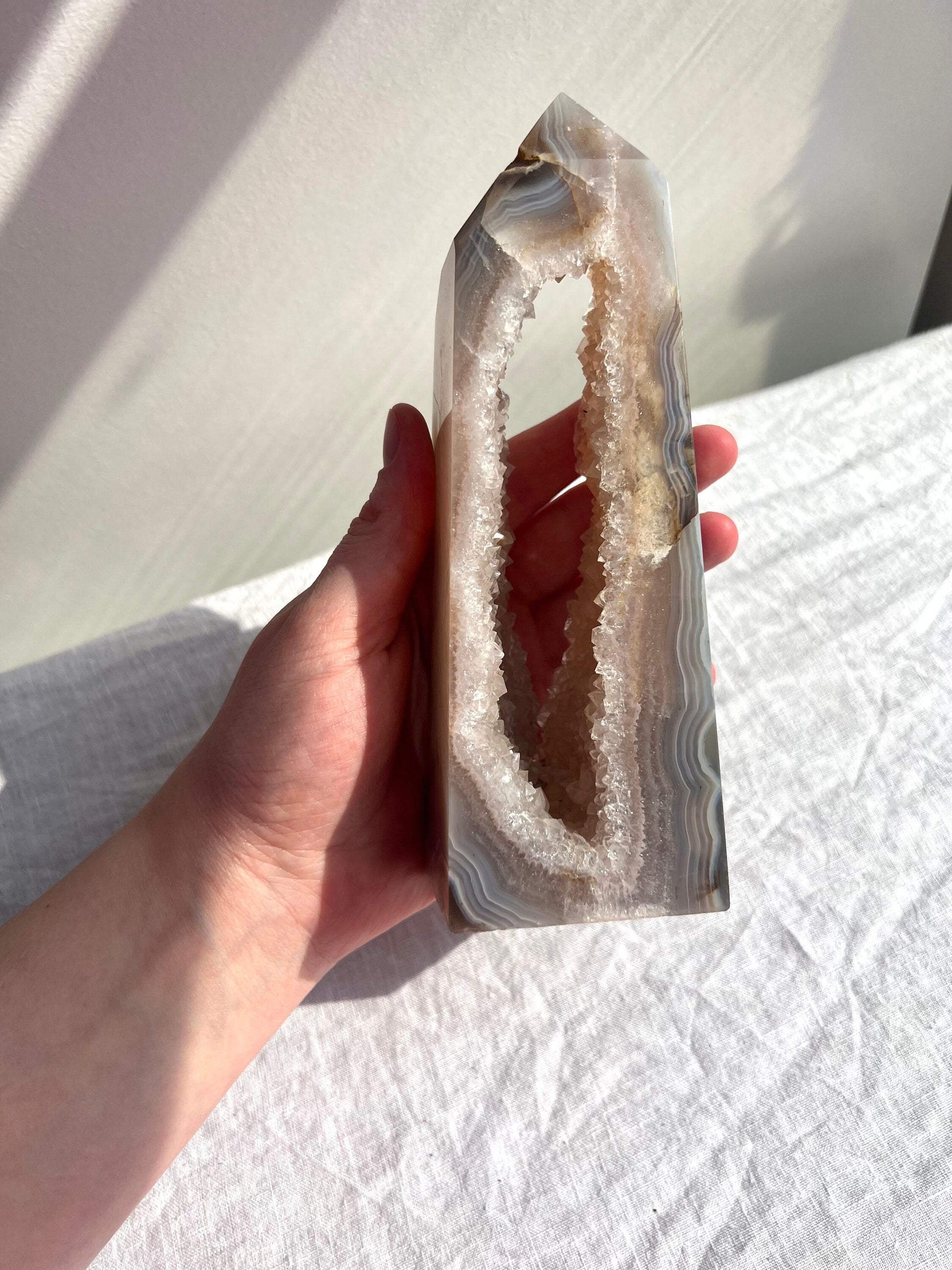 Gorgeous Druzy Agate Tower with Huge Portal | Large