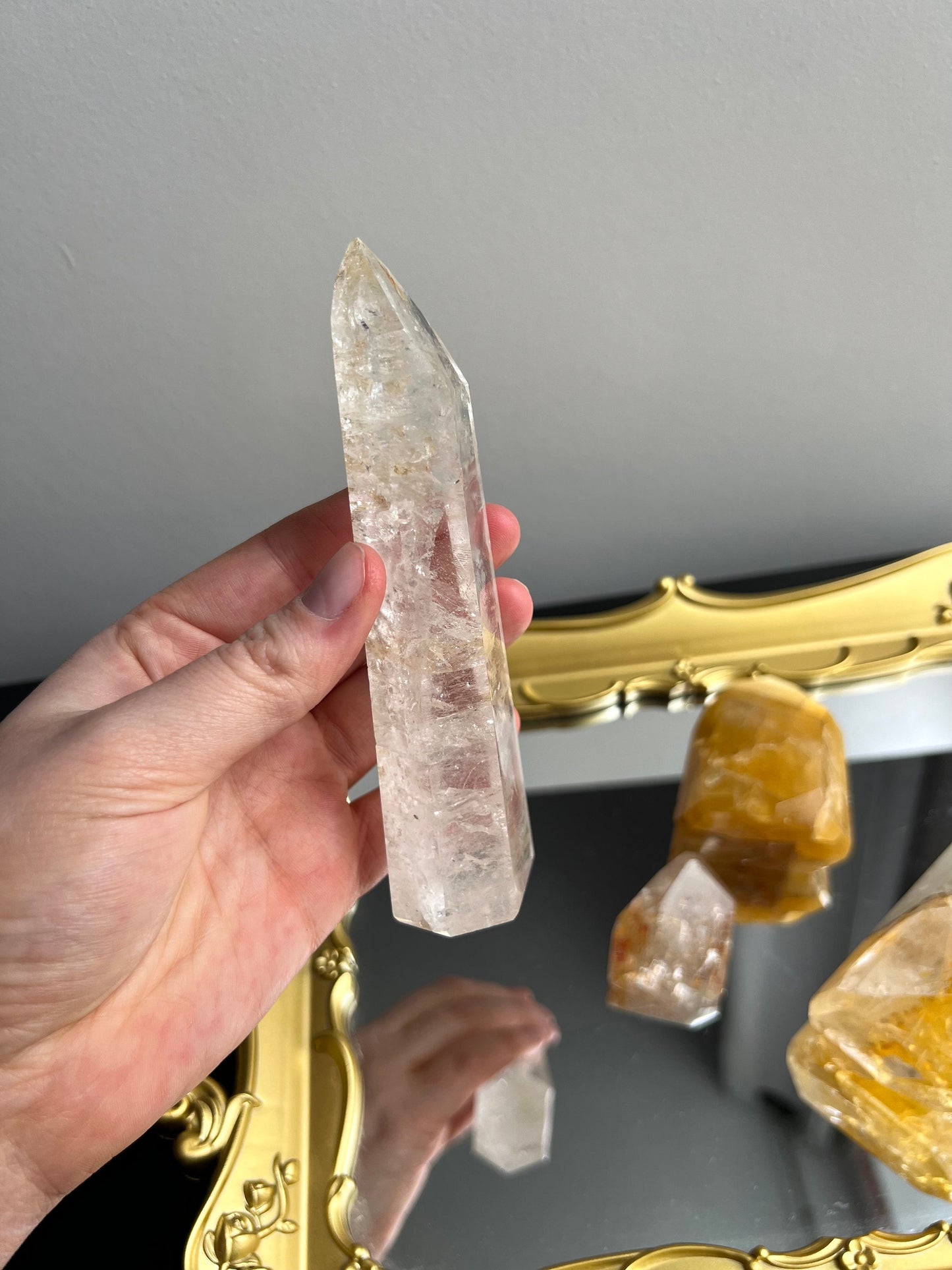 Quartz with Hematoid Inclusions Tower | Golden Healer in Quartz Obelisk