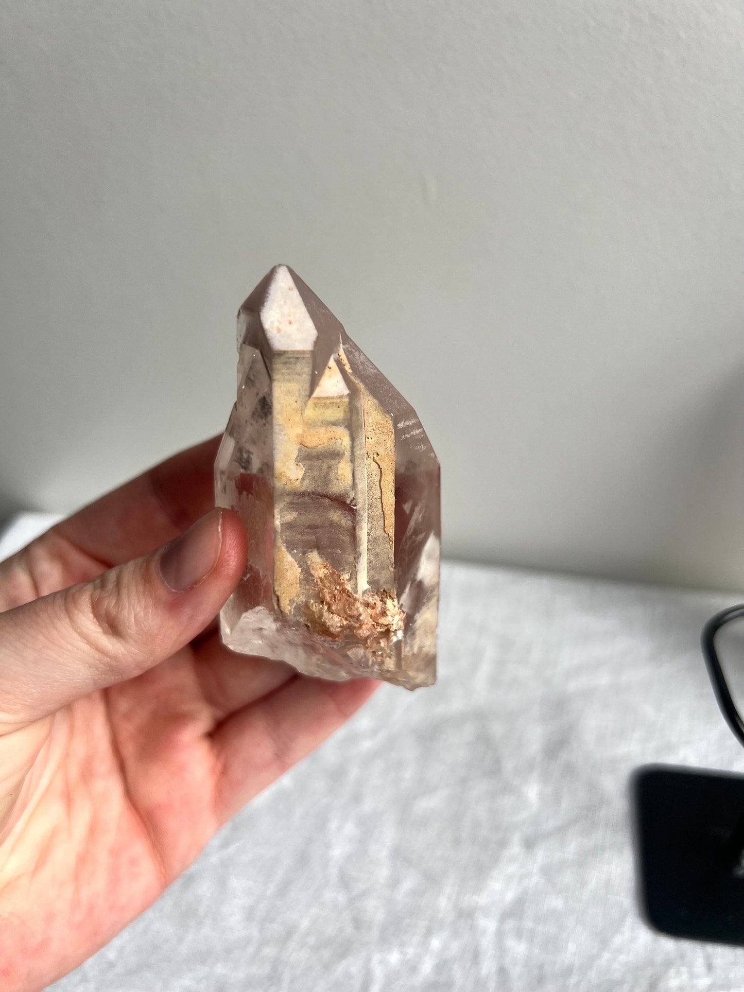 High Grade Lithium Lemurian Quartz Point with Display Stand from Brazil