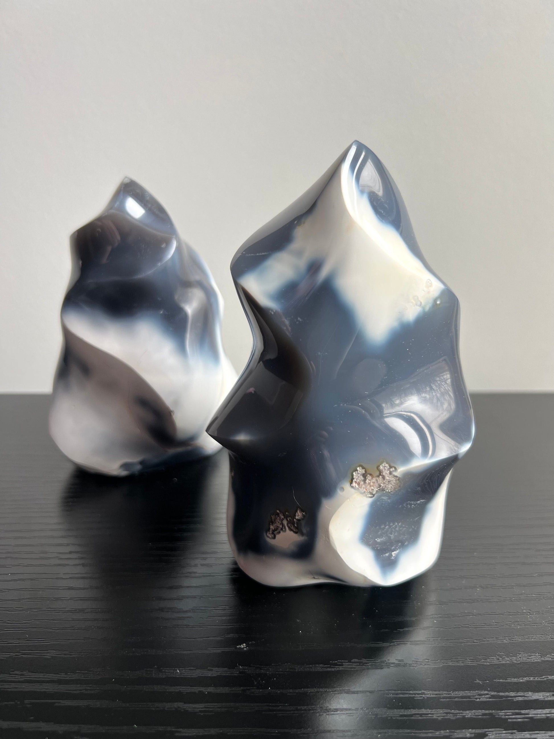 Stunning Orca Agate Flame | Blue Chalcedony Agate aka Orca Stone Flame Carving