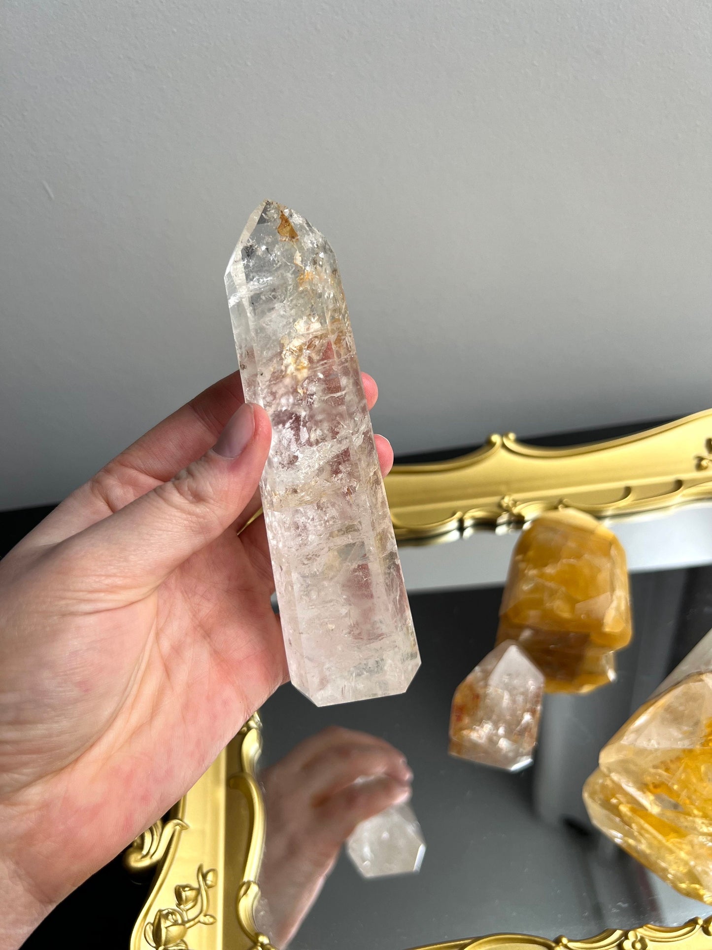 Quartz with Hematoid Inclusions Tower | Golden Healer in Quartz Obelisk