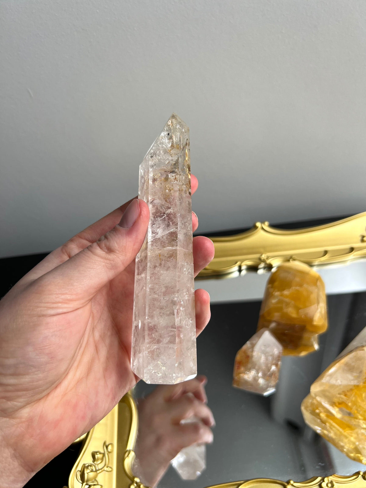 Quartz with Hematoid Inclusions Tower | Golden Healer in Quartz Obelisk
