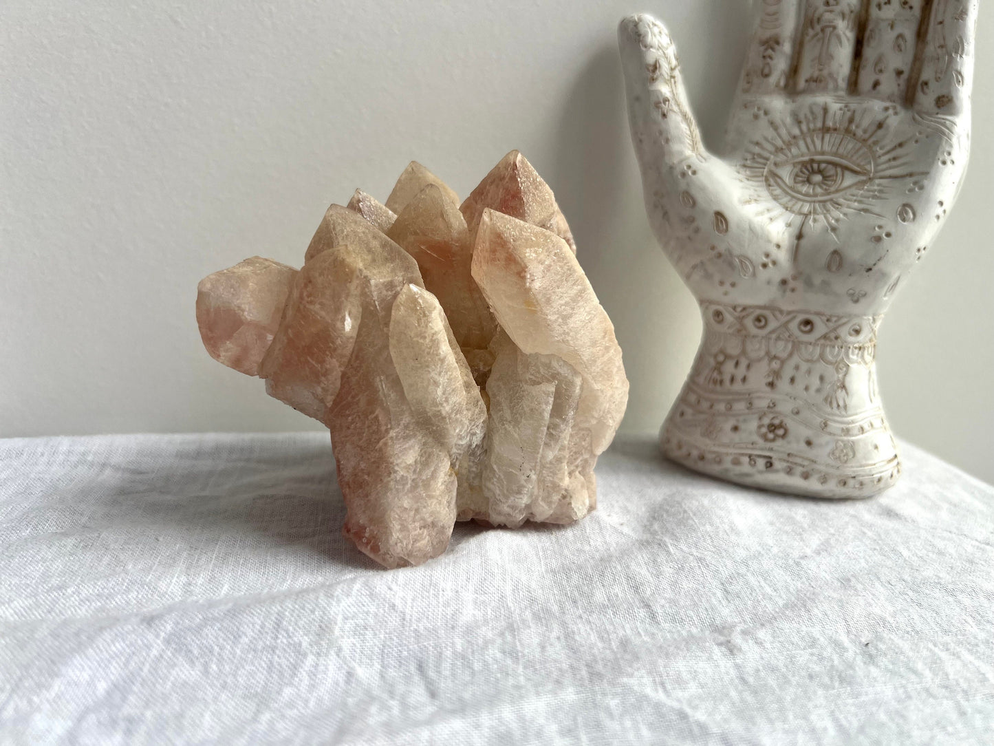 Gorgeous Pink Scarlett Temple Lemurian Cluster with Display Stand from Brazil